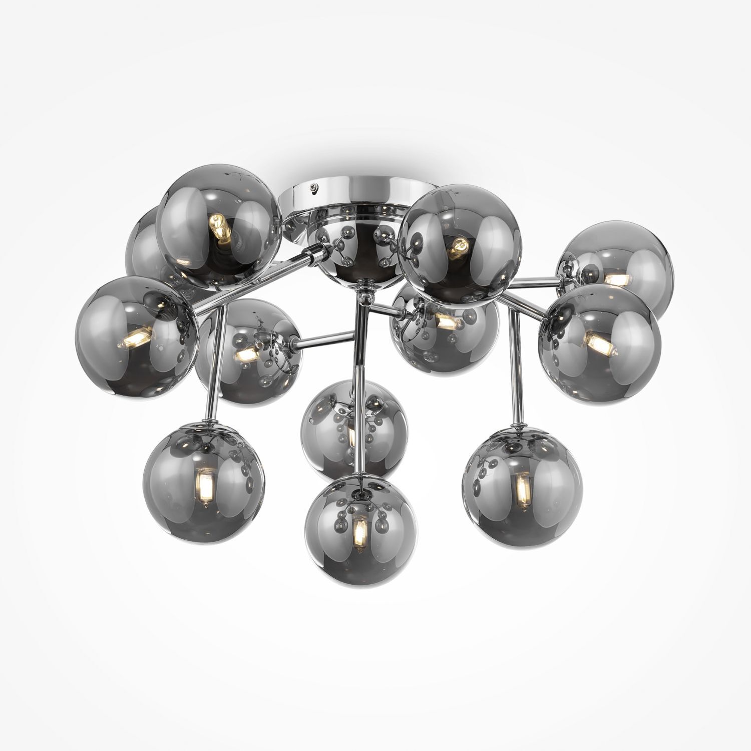 Plafonnier métal verre fumé G9 L : 60 cm Abat-jour sphérique