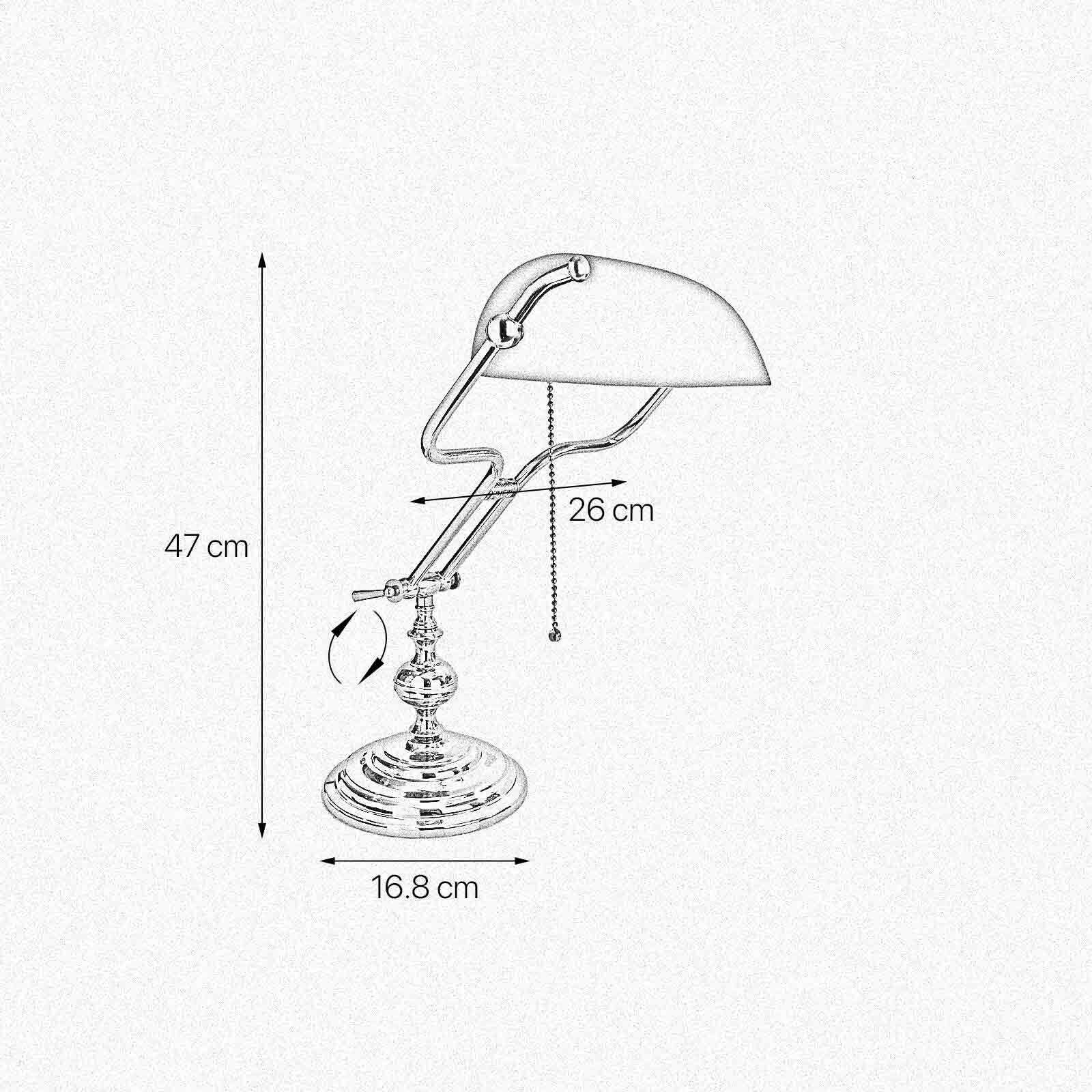 Lampe de banquier Art Nouveau 47 cm laiton verre interrupteur à tirette E27