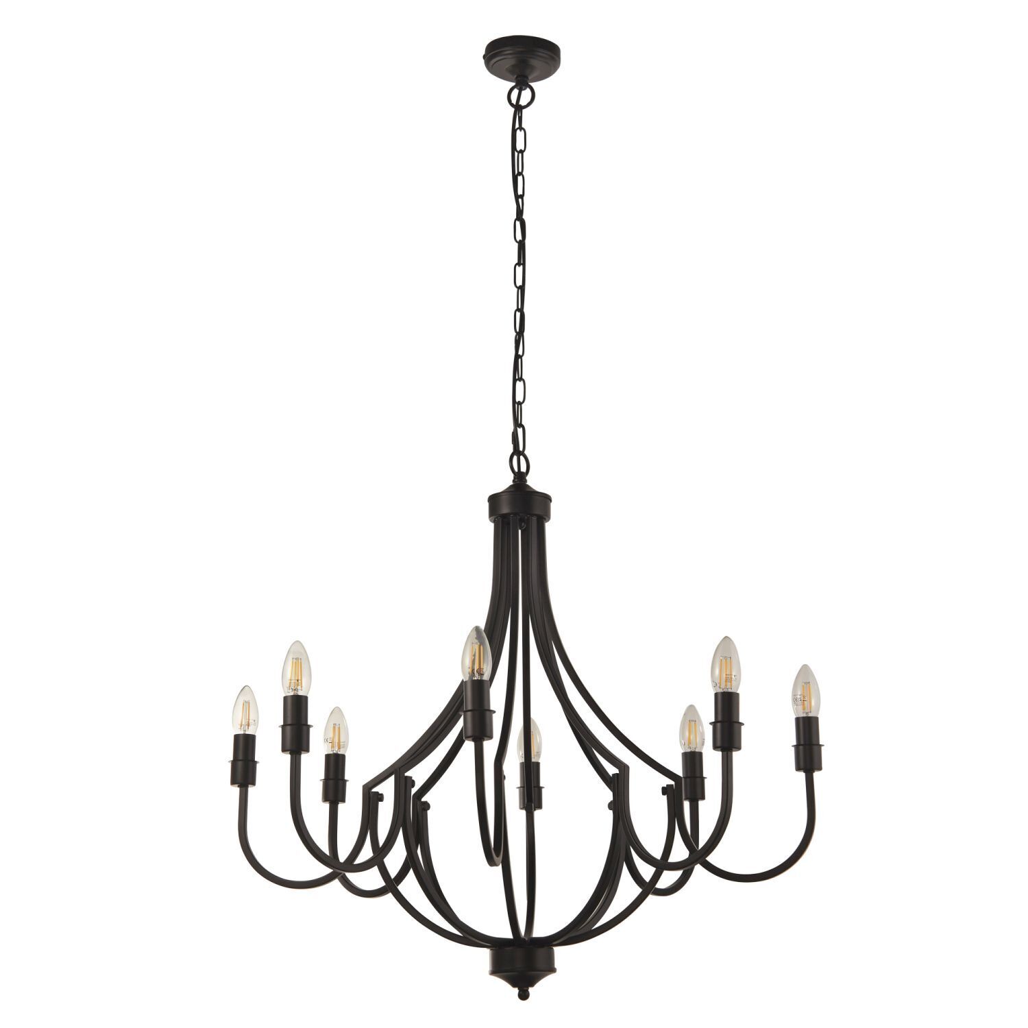 Lustre métal Ø 75 cm 8 flammes E14 Noir Rustique