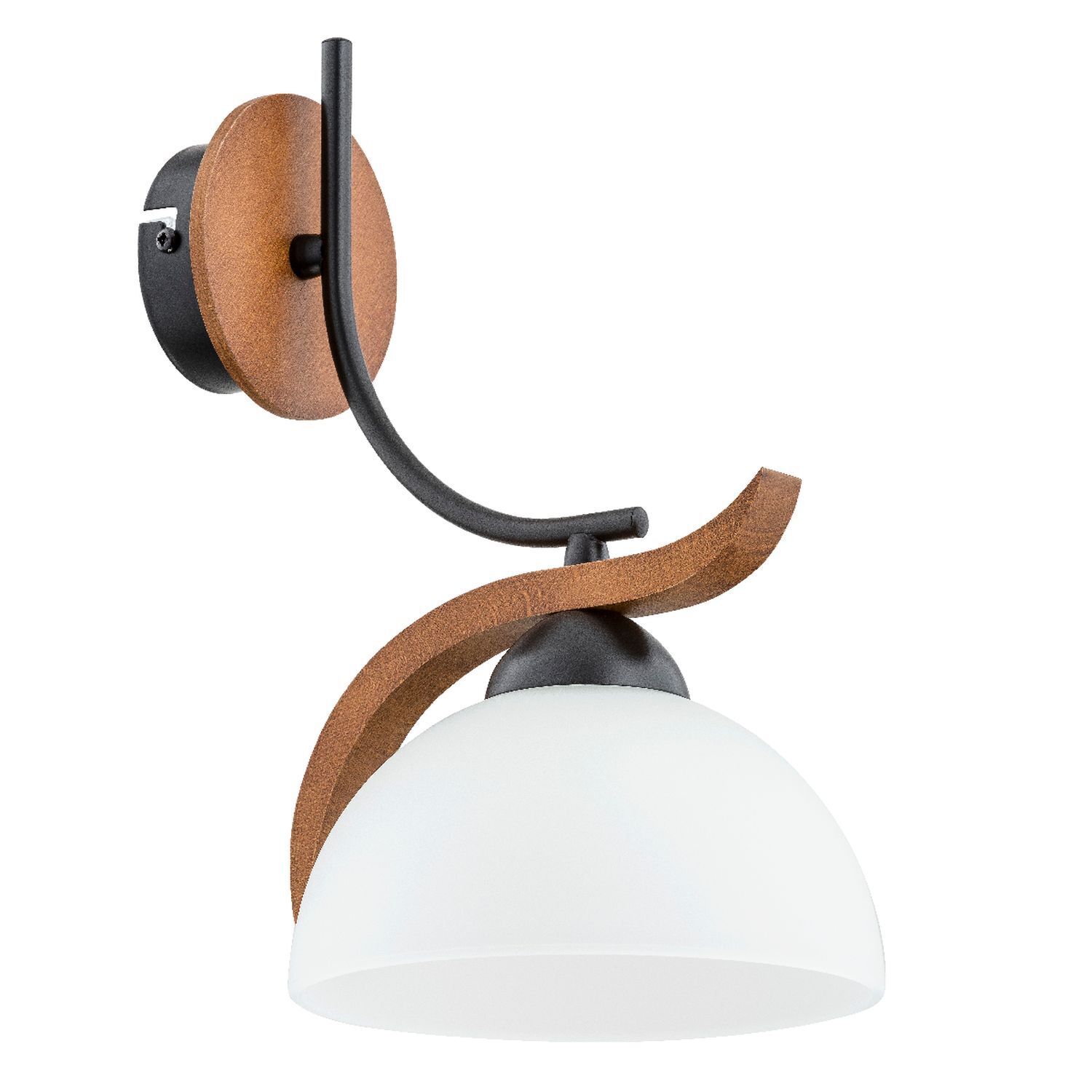 Wandleuchte, Wandlampe, Holz, Metall, Glaskuppel