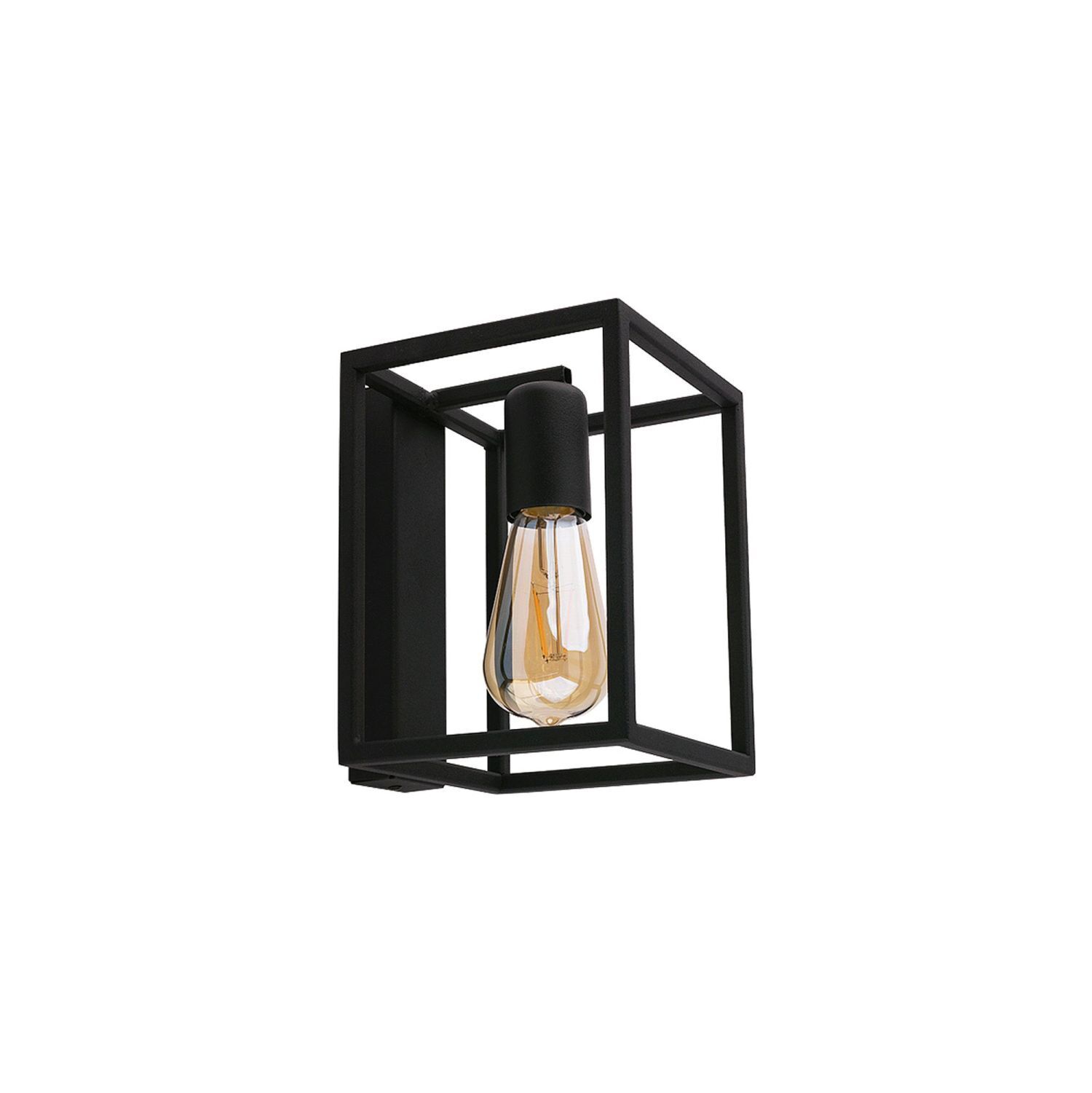 Weiße Hängelampe Stoff Metall AUGUSTUS Esstisch Wandlampe, Metallrahmen, Einzelner Glühbirnen-Stil, Schwarz, Industrial