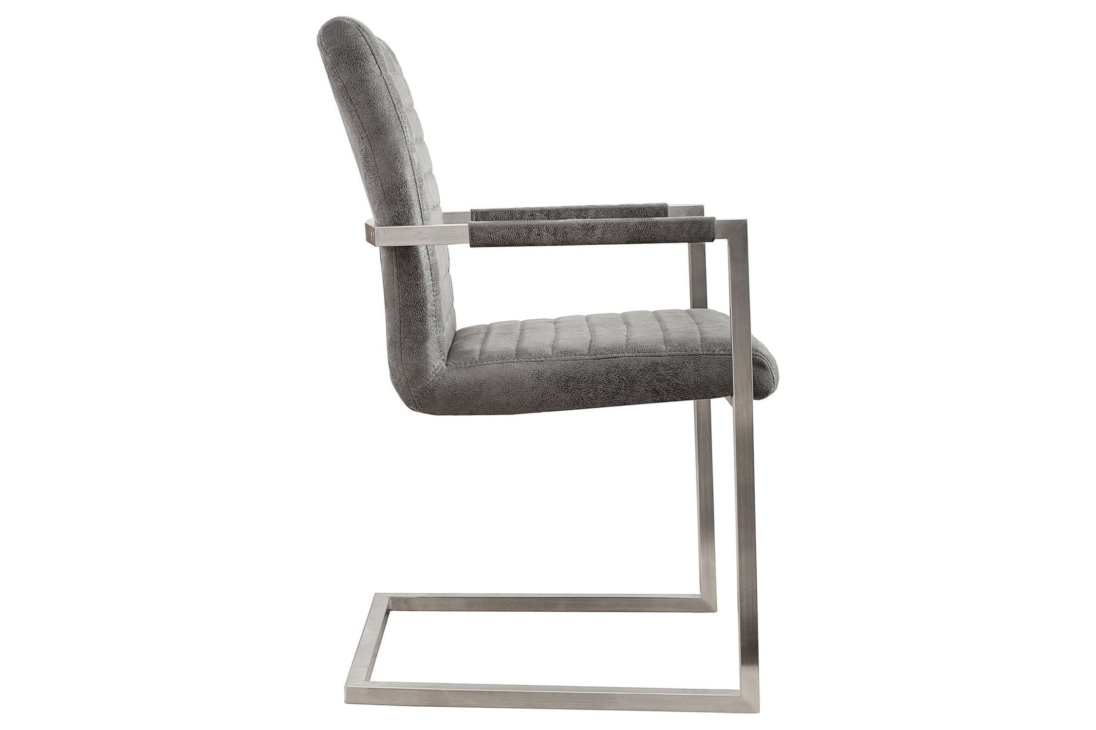 Chaise à bascule Tissu Acier inoxydable Gris Chrome avec accoudoirs Moebel, Stuhl