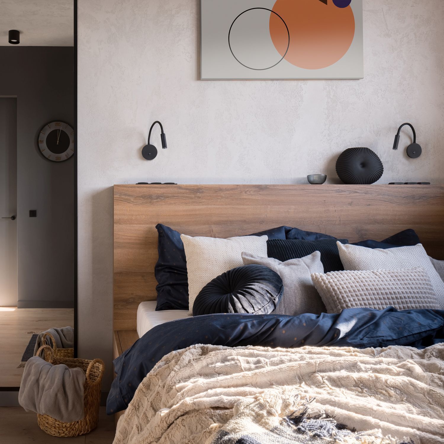 Applique murale avec interrupteur col de cygne noir G9 orientable Innenarchitektur, Inneneinrichtung, Kissen, Bett, Lampe