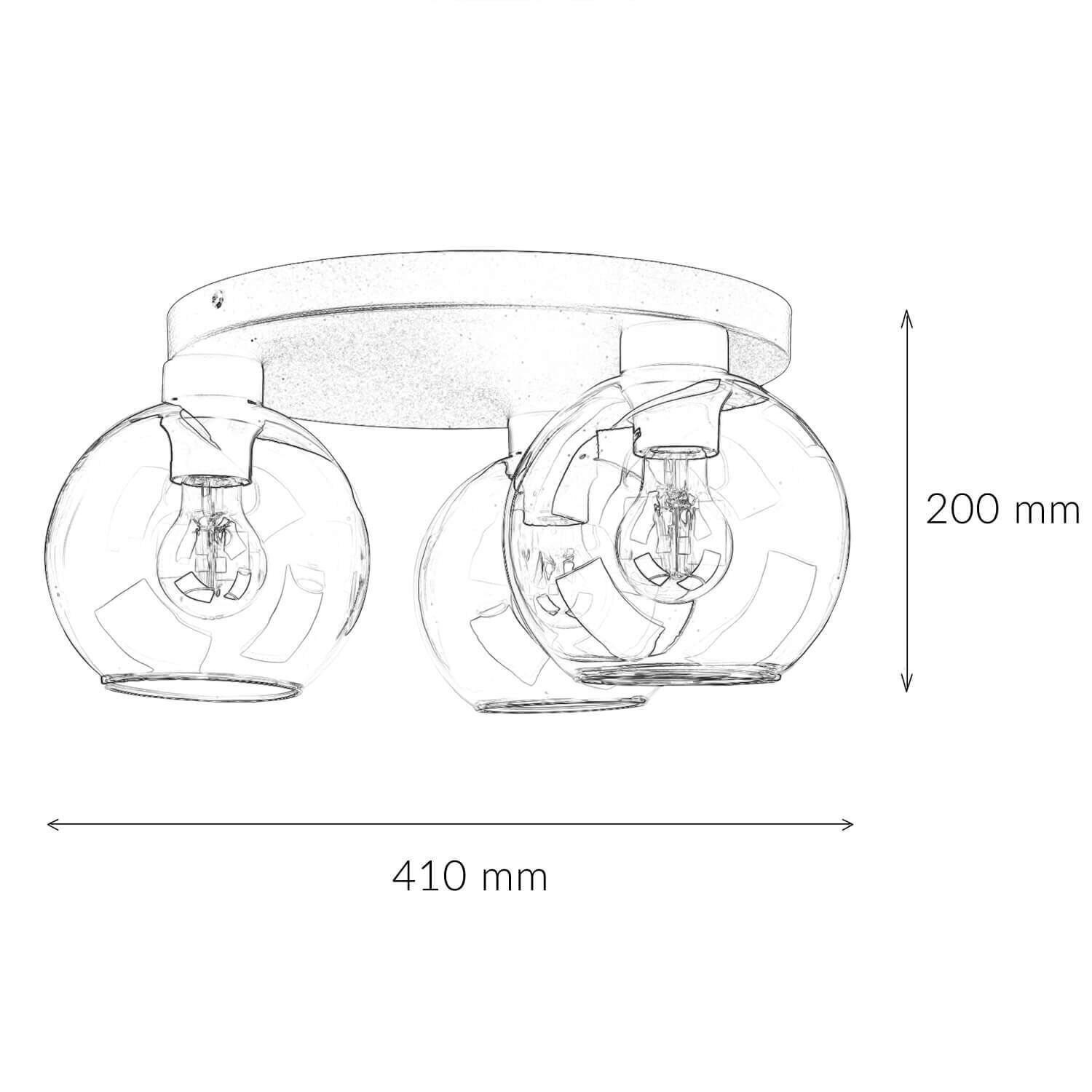 Plafonnier verre en graphite 3xE27 Lampe KALETE