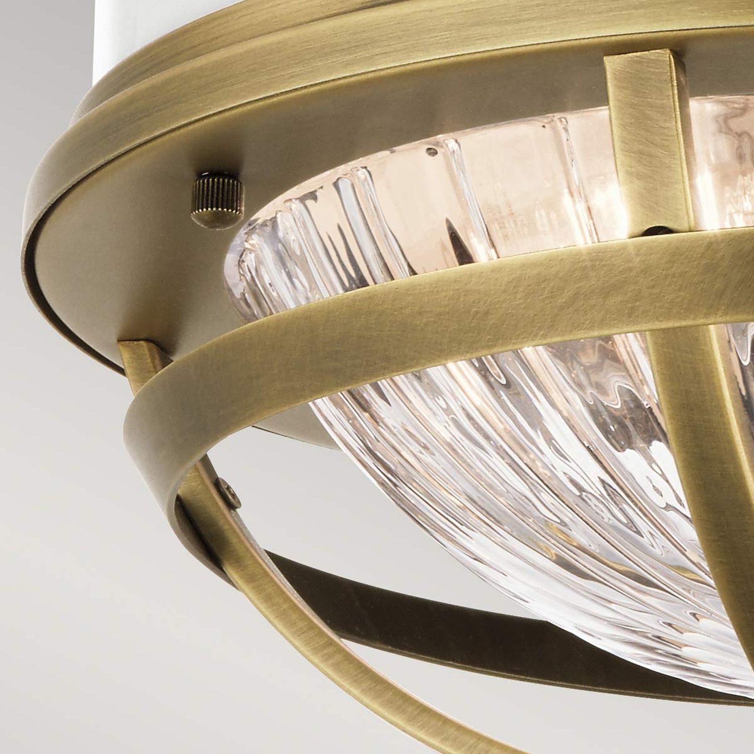Plafonnier rond Ø 30,5 cm métal verre strié 2x E27