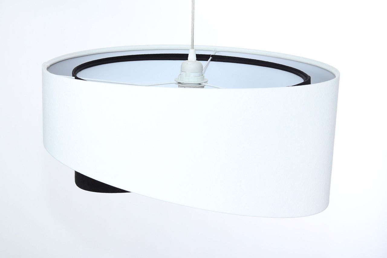 Lampe à suspendre Blanc Noir E27 rond Ø 50 cm Tissu aspect velours