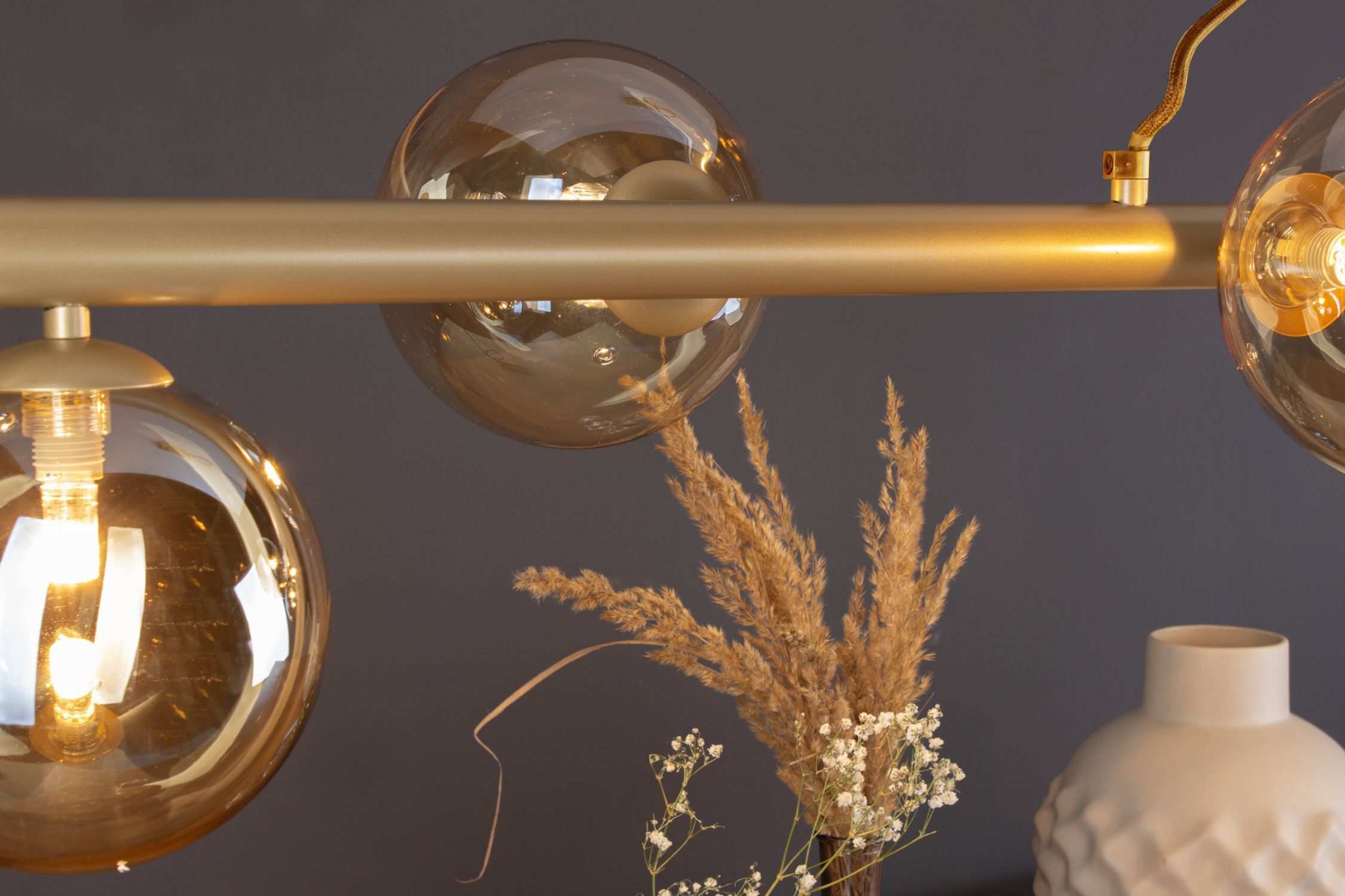 Lampe à suspendre en laiton champagne 144 cm G9 stylé