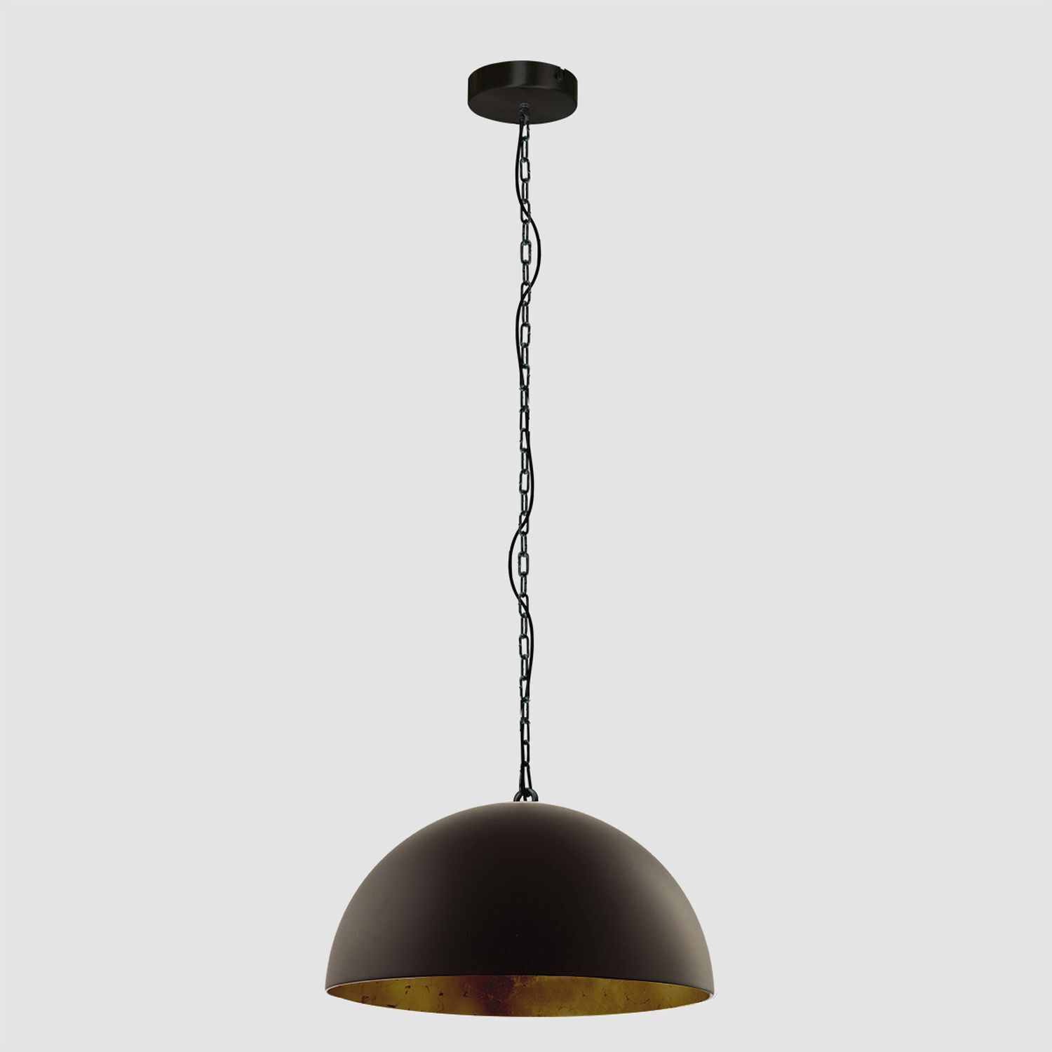 Lampe à suspendre ronde en métal noir et or 50 cm Moderne