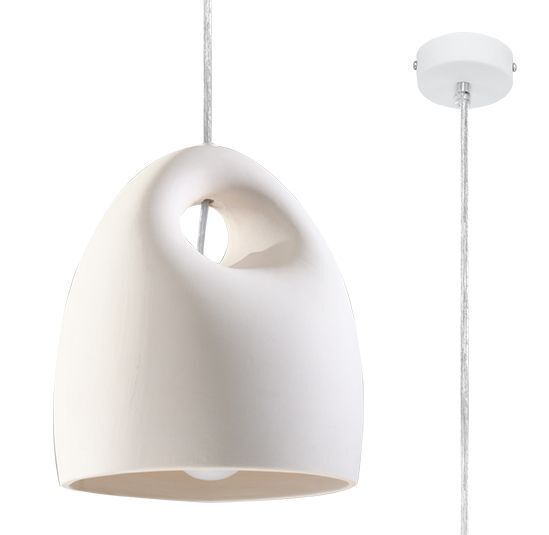 Pendelleuchte Weiß Keramik Ø 25 cm bemalbar E27 Lampe