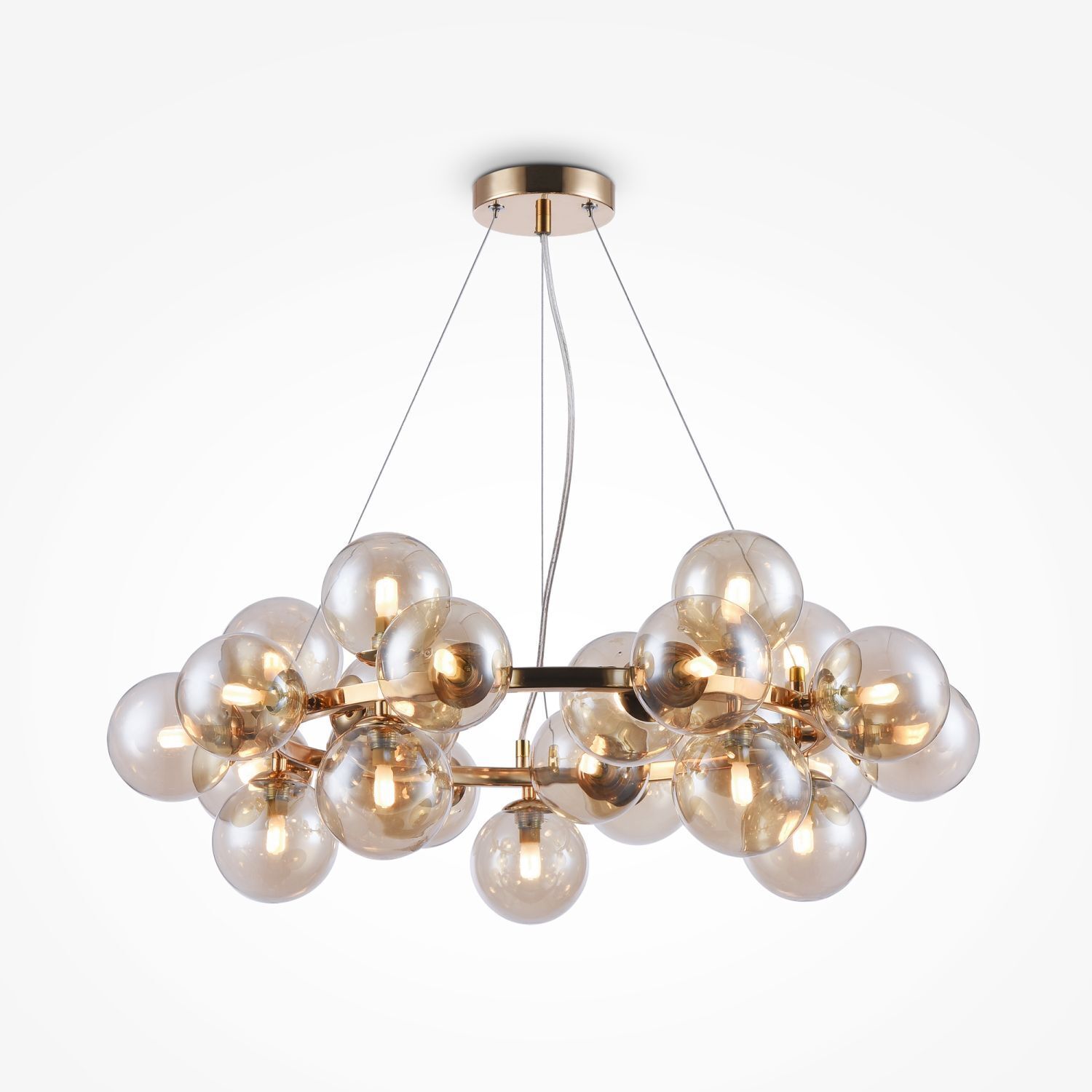 Suspension verre fumé métal G9 largeur 69 cm Moderne Leuchter, Lampe