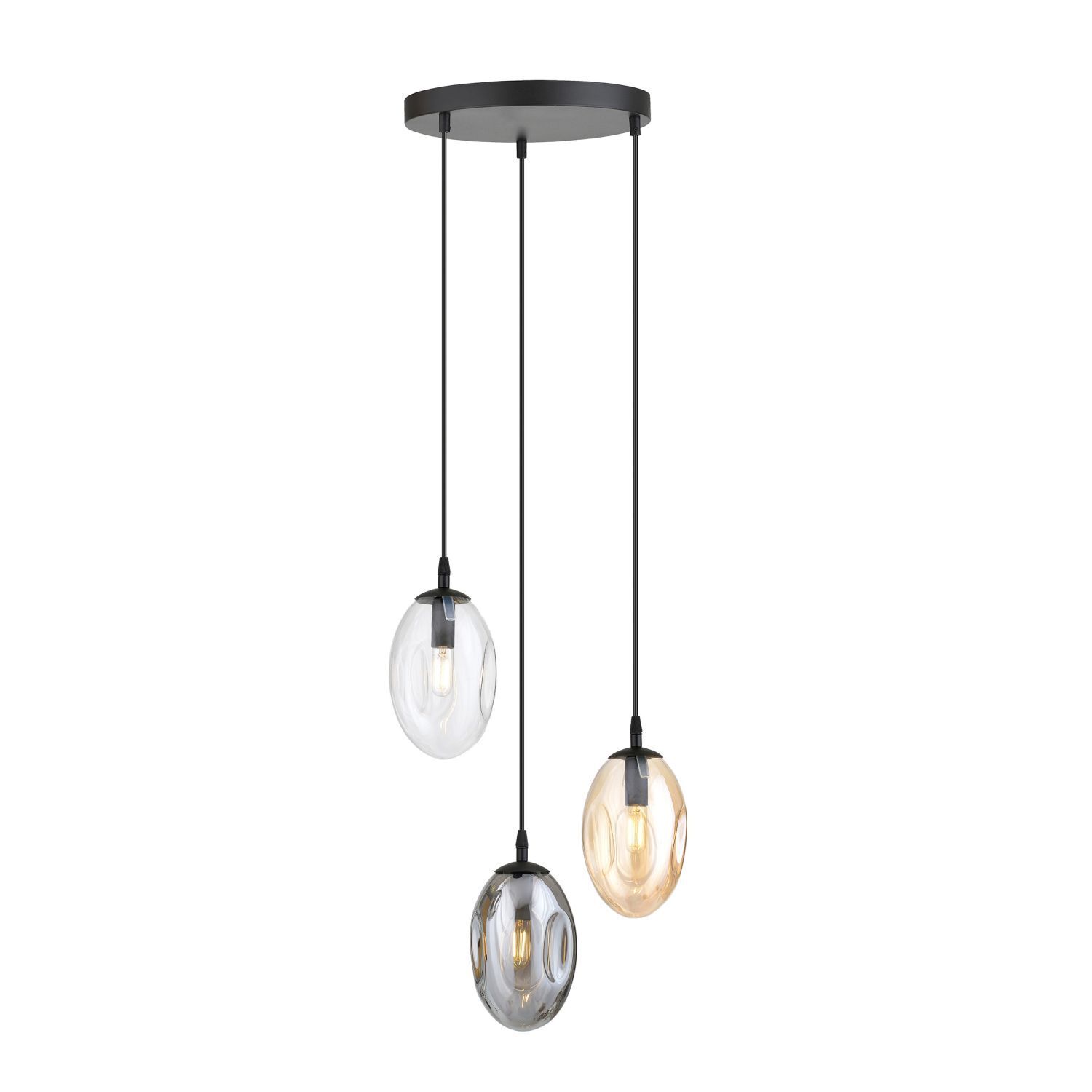 Lampe à suspendre verre fumé 3 flammes E14 Ø 40 cm CARLU