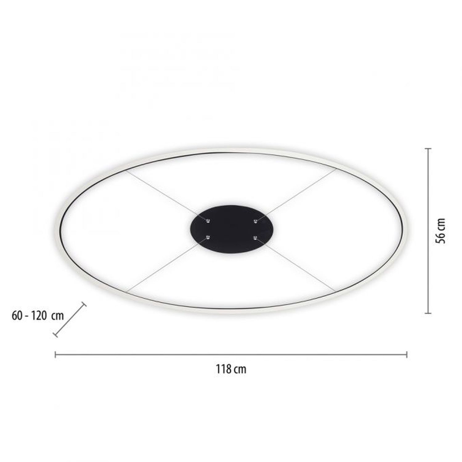 Suspension LED Anthracite ovale 3000 K 118 cm intensité lumineuse variable Festplatte