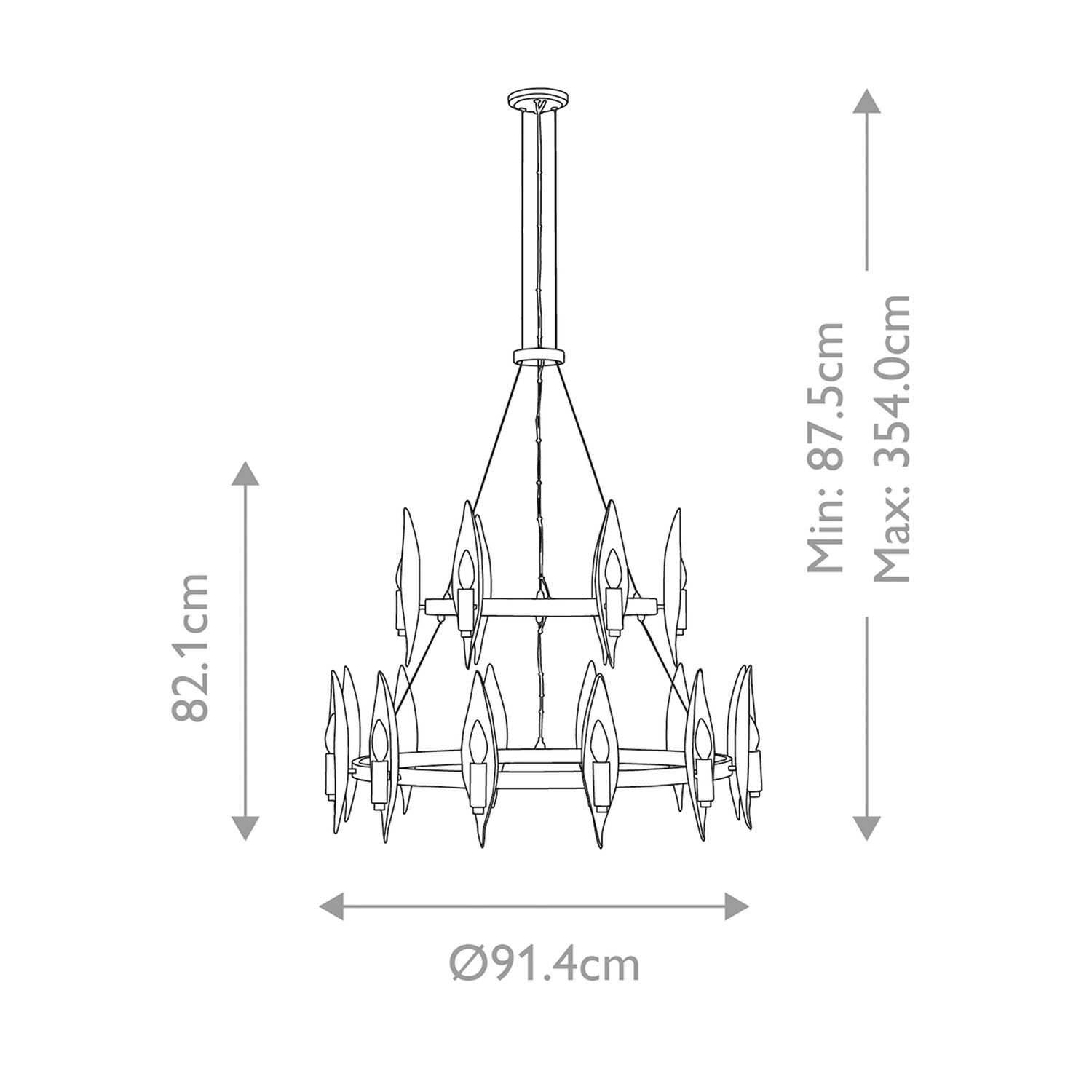 Lustre Noir Or Ø 91,4 cm 2 anneaux Design moderne