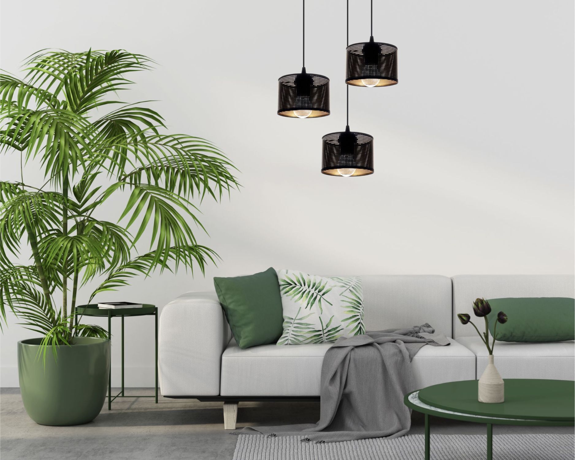 Lampe à suspendre métal Loft 3-flmg E27 L:40 cm noir or