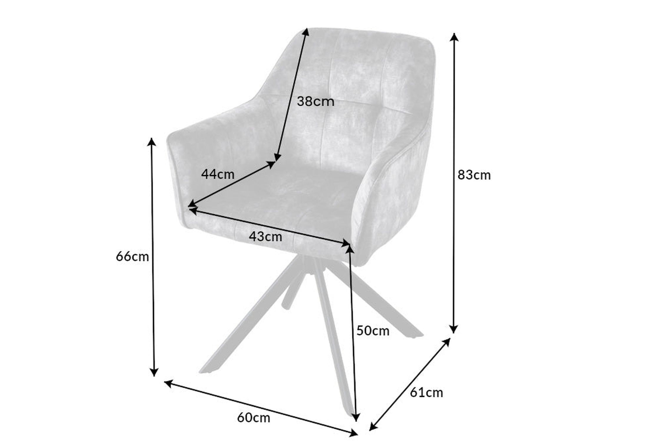 Chaise pivotante velours métal sans roulettes avec accoudoirs marron noir Moebel, Leinwand, Stuhl