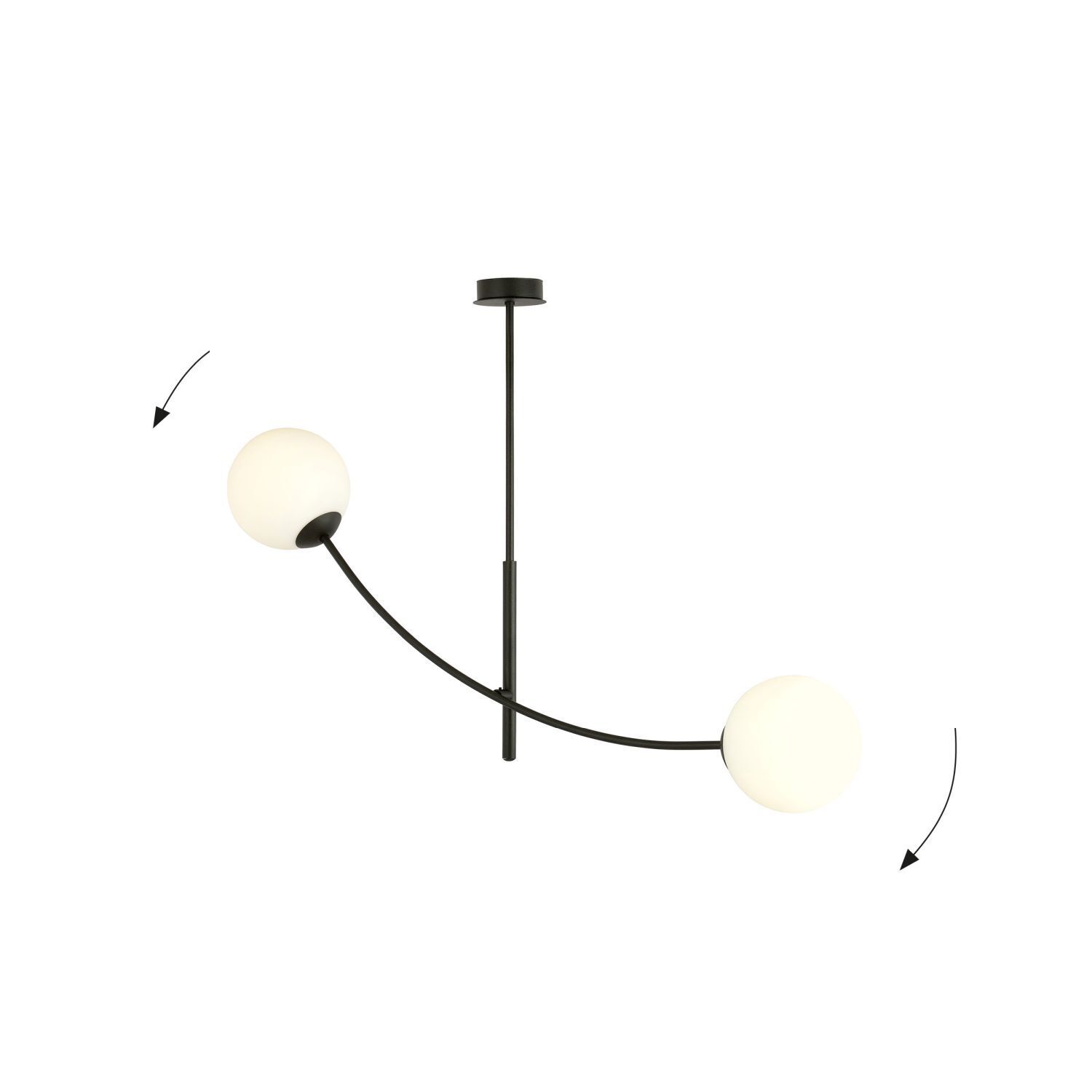 Plafonnier verre métal L : 83 cm orientable noir blanc E14