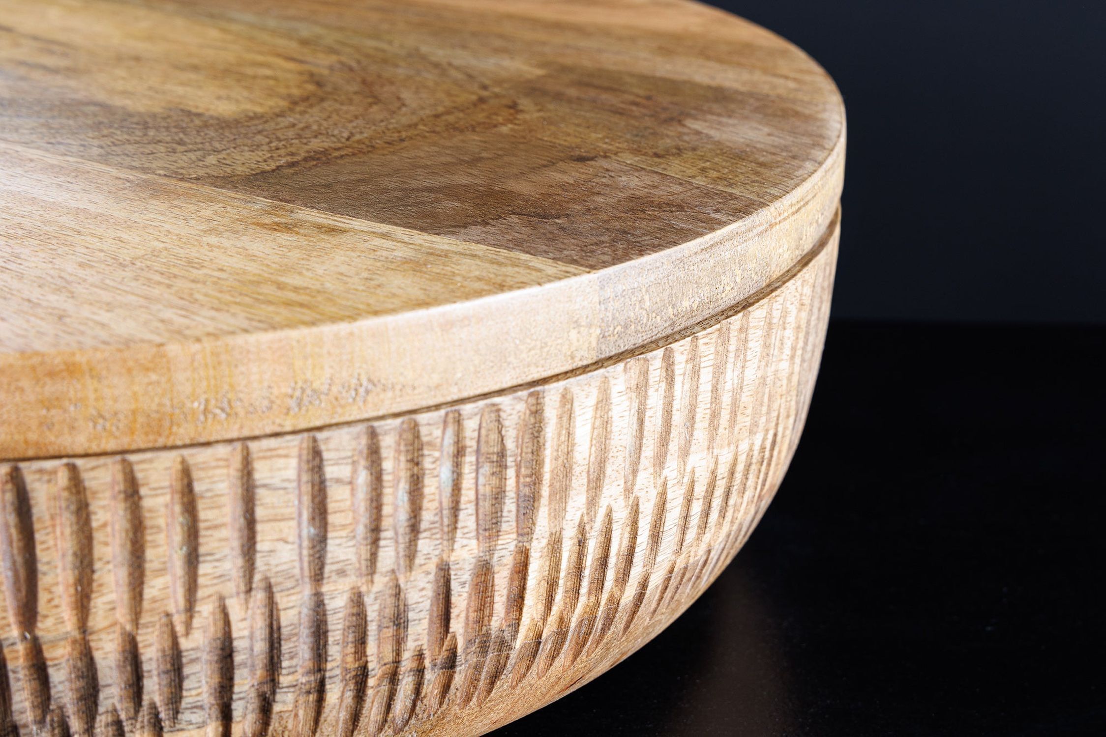Coupelle décorative en bois massif pièce unique travail manuel Ø 38 cm avec couvercle Moebel, Tabelle, Holz, Innenarchitektur, Tischplatte