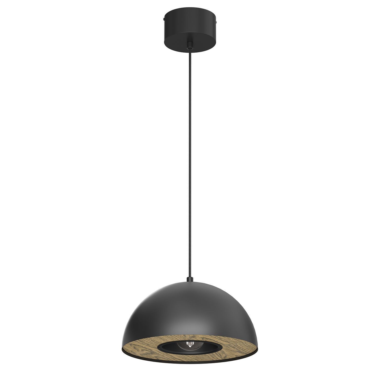 Suspension ronde métal noir Ø28 cm E27 Loft