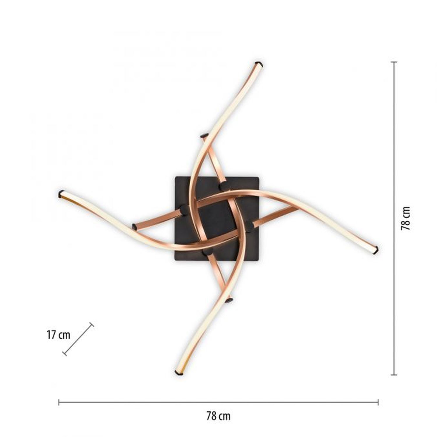 Dimmbare LED Deckenlampe Schwarz Gold L:78 cm 4220 lm Bogen, Waffe