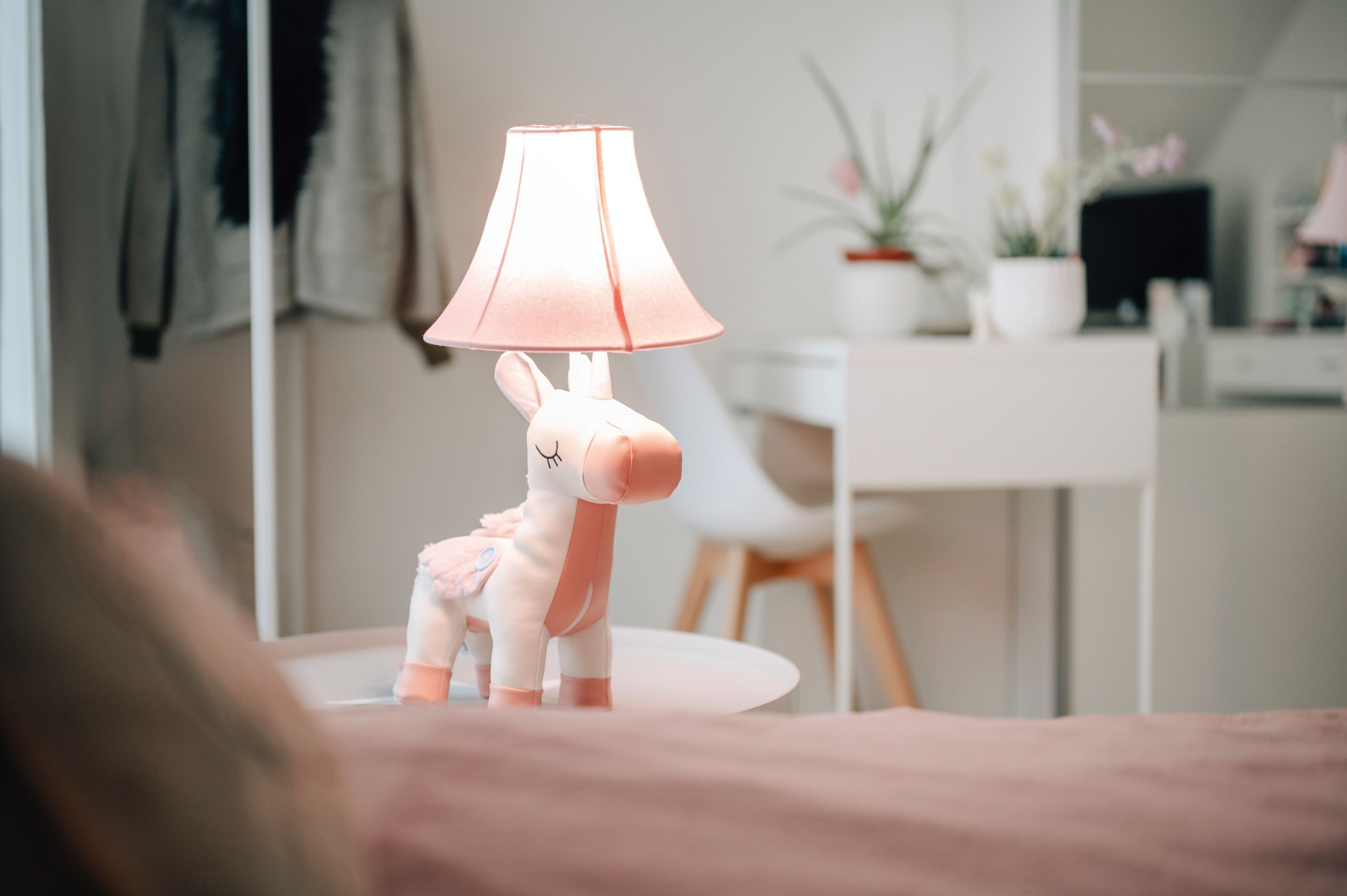 Lampe de table Licorne Rose 51 cm Chambre d'enfant