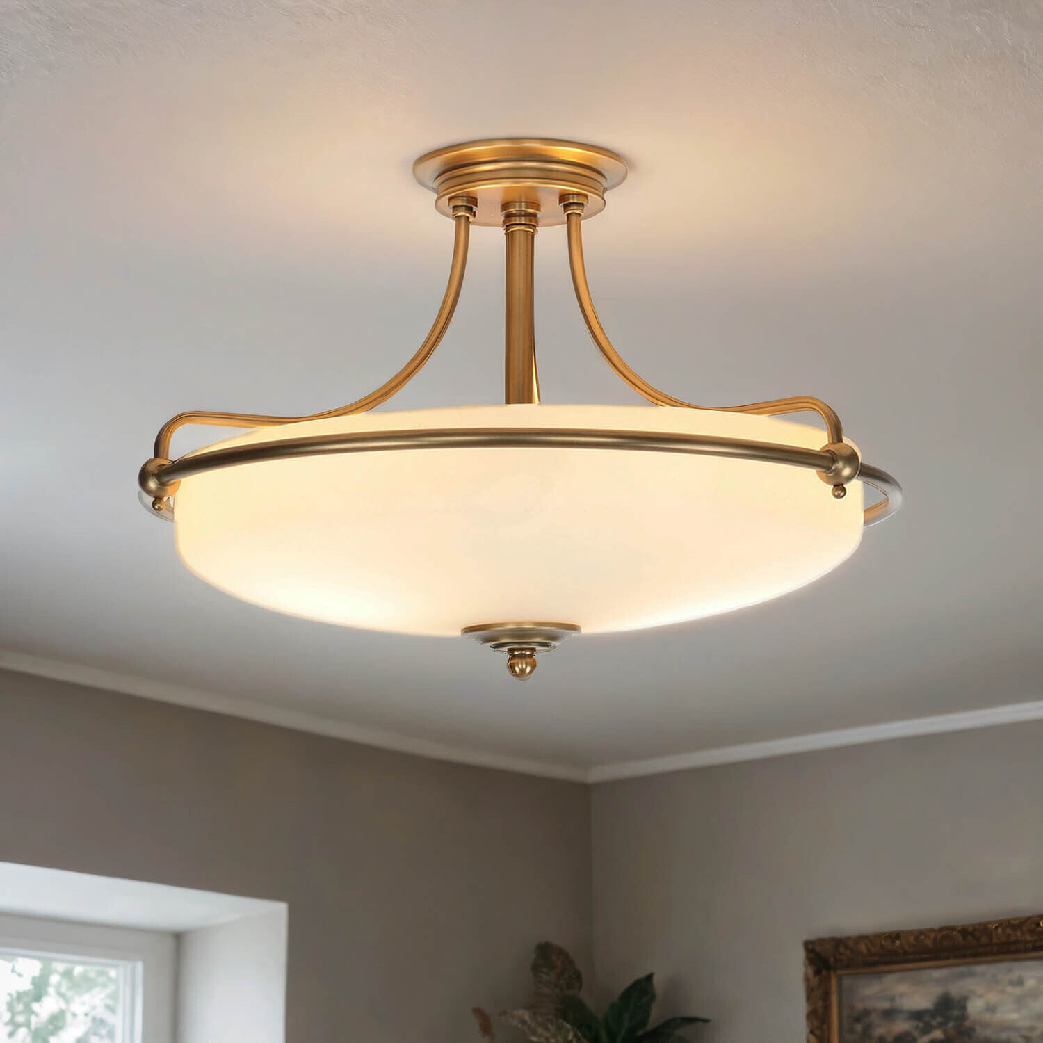 Plafonnier ASPERO laiton crème 4xE27 Lampe Deckenleuchte, Kronleuchter, Lampe, Leuchte