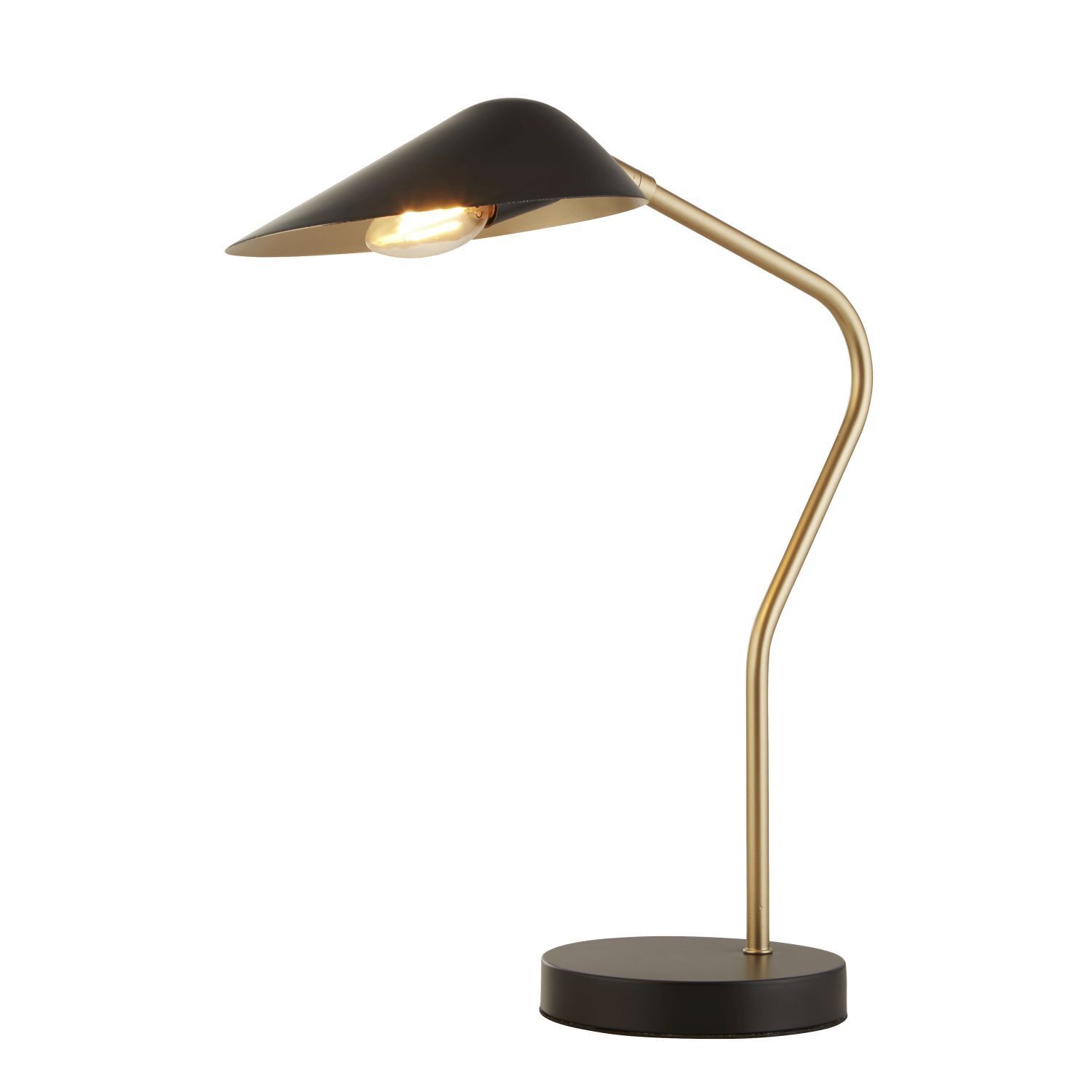 Lampe de bureau E14 64,1 cm en or noir mat