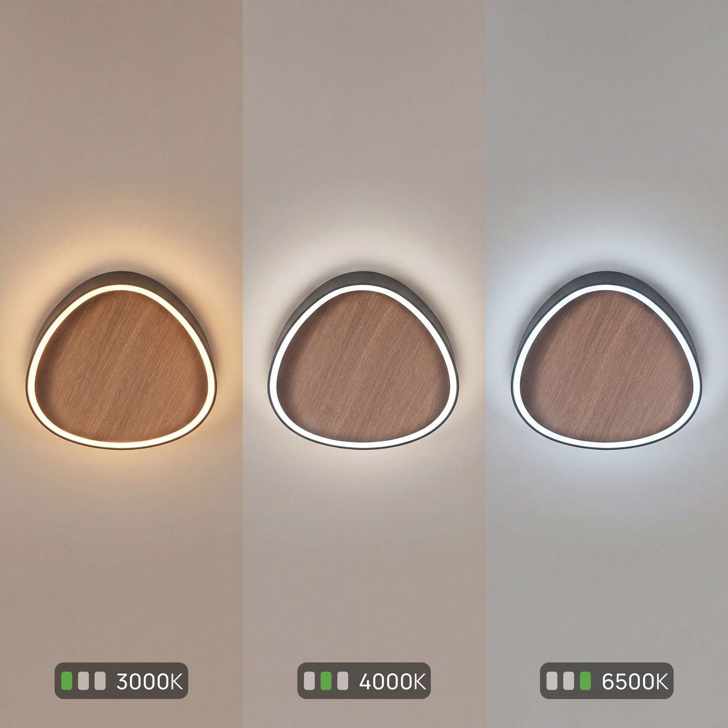 Applique LED Nature Noir L:85 cm 60W Scandinave deckenleuchte, wandlampe, ringlampe, wooden accent, warmweiß/neutralweiß