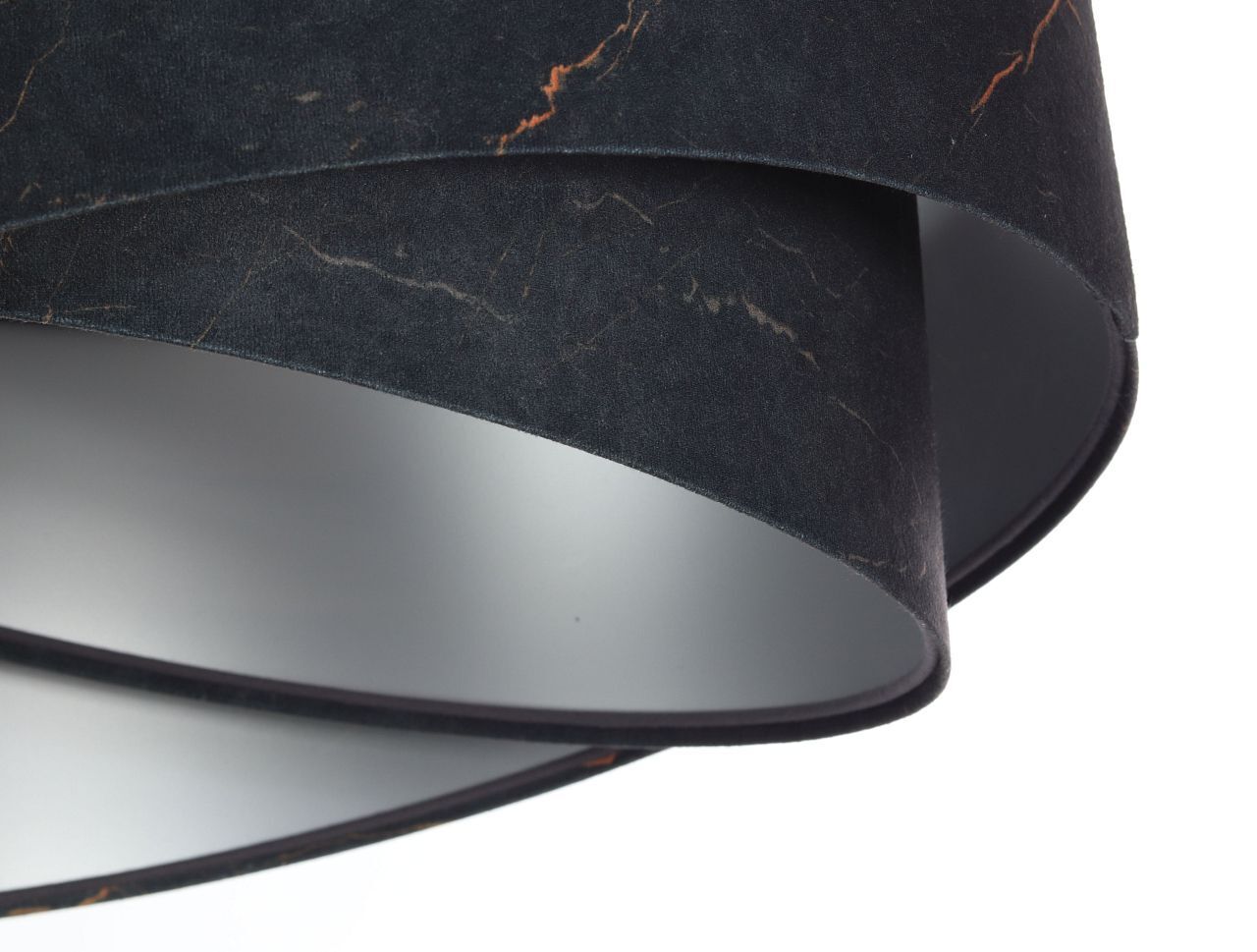 Suspension Noir Argent E27 D : 50 cm Tissu aspect velours