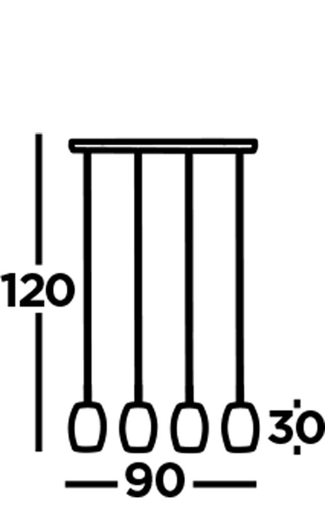 Lampe à suspendre métal 4 flammes noir or L : 90 cm E27 Lampe à suspendre métal 4 flammes noir or L : 90 cm E27