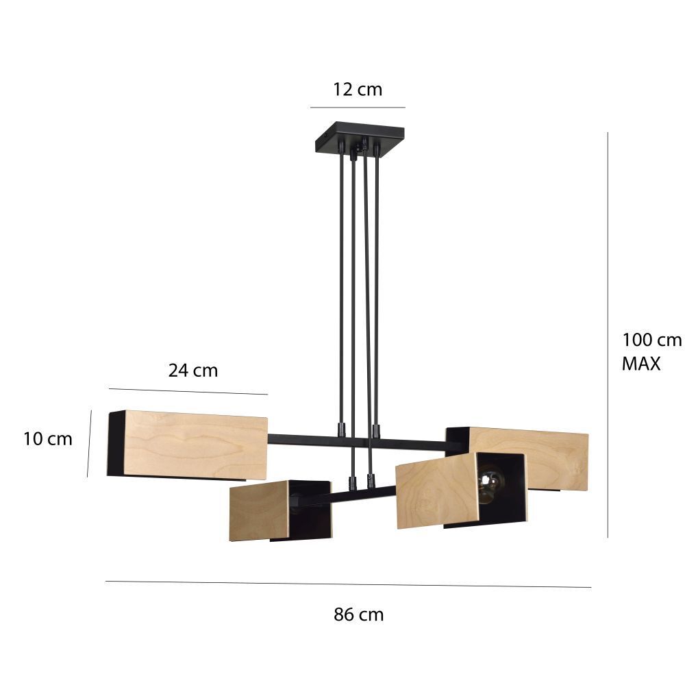 Lampe à suspendre bois métal réglable Scandinave