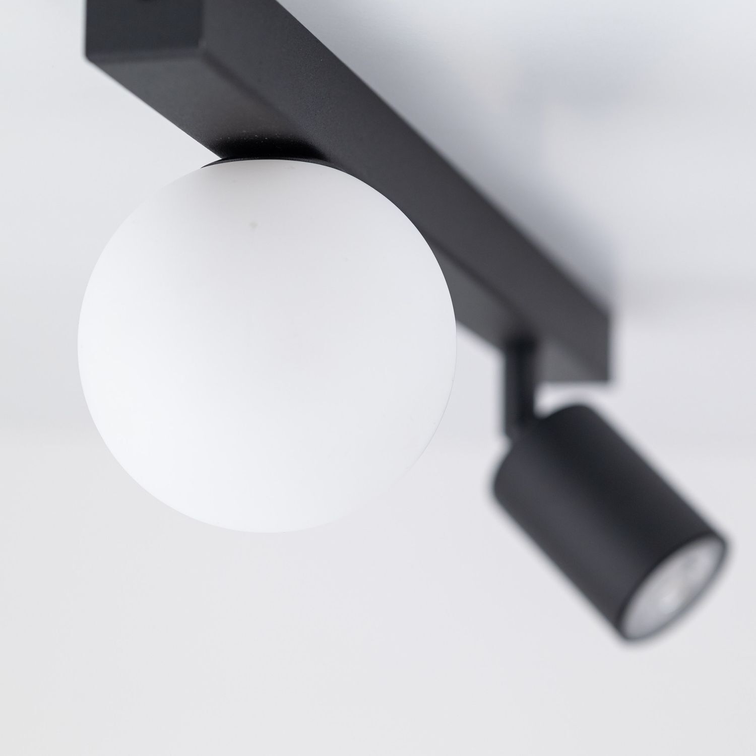Spot de plafond verre métal 49 cm noir blanc GU10 + G9