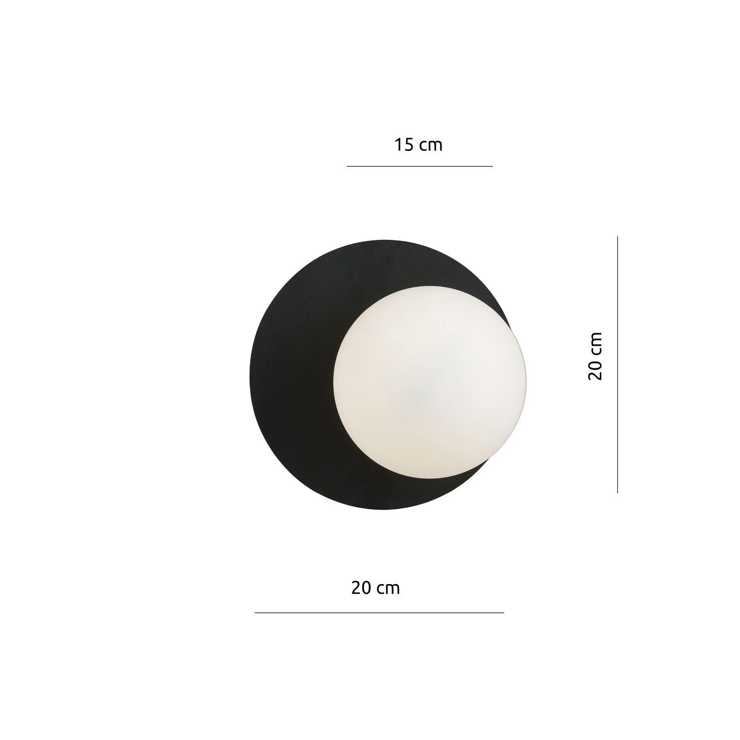 Moderne Abat-jour sphérique verre métal Ø 20 cm rond noir blanc E14