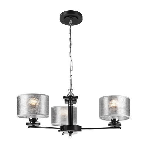 Lampe à suspendre DENIRA Gris Tissu 3-flmg Table de salle à manger