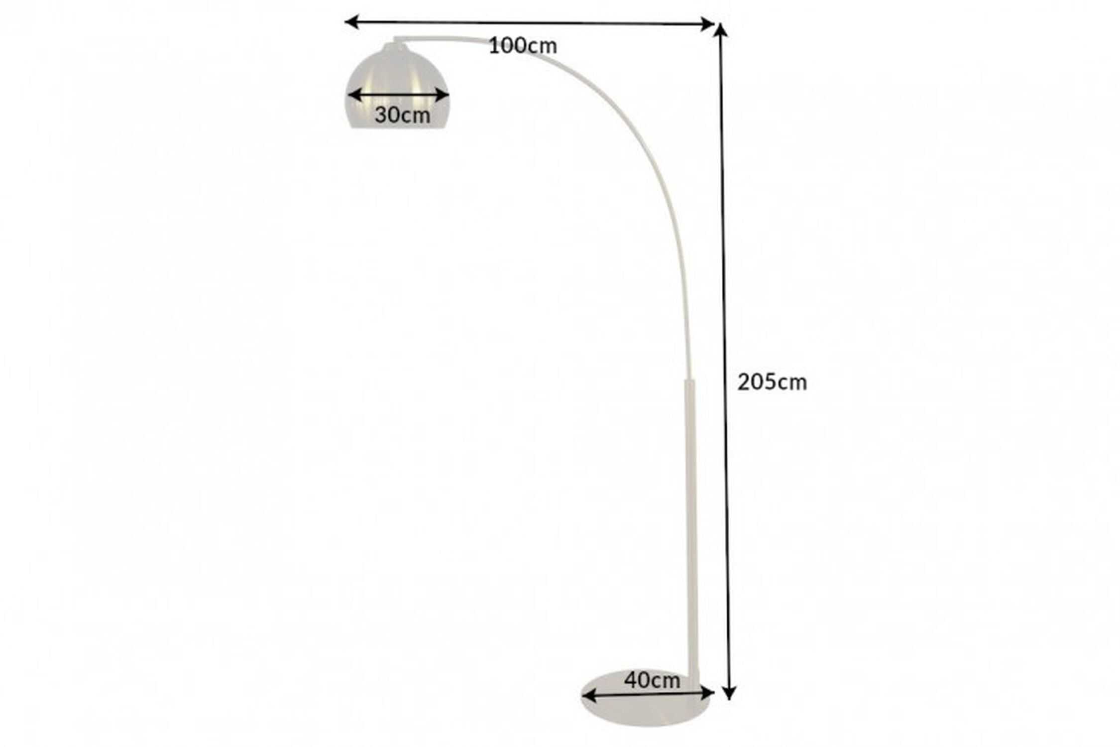 XXL lampe à arc métal 205 cm E27 élégante rétro en or