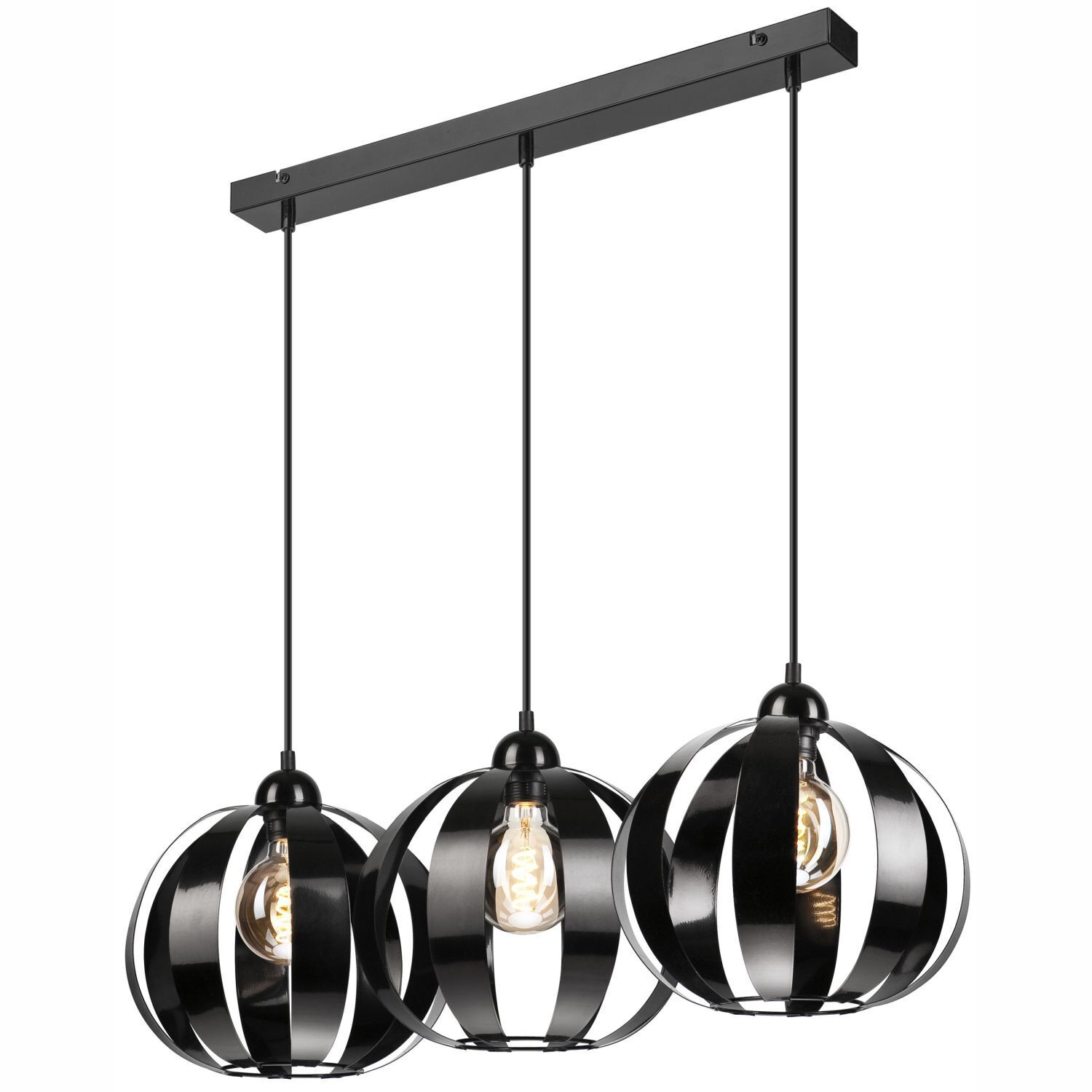 Suspension noir métal 3 flammes E27 orientable