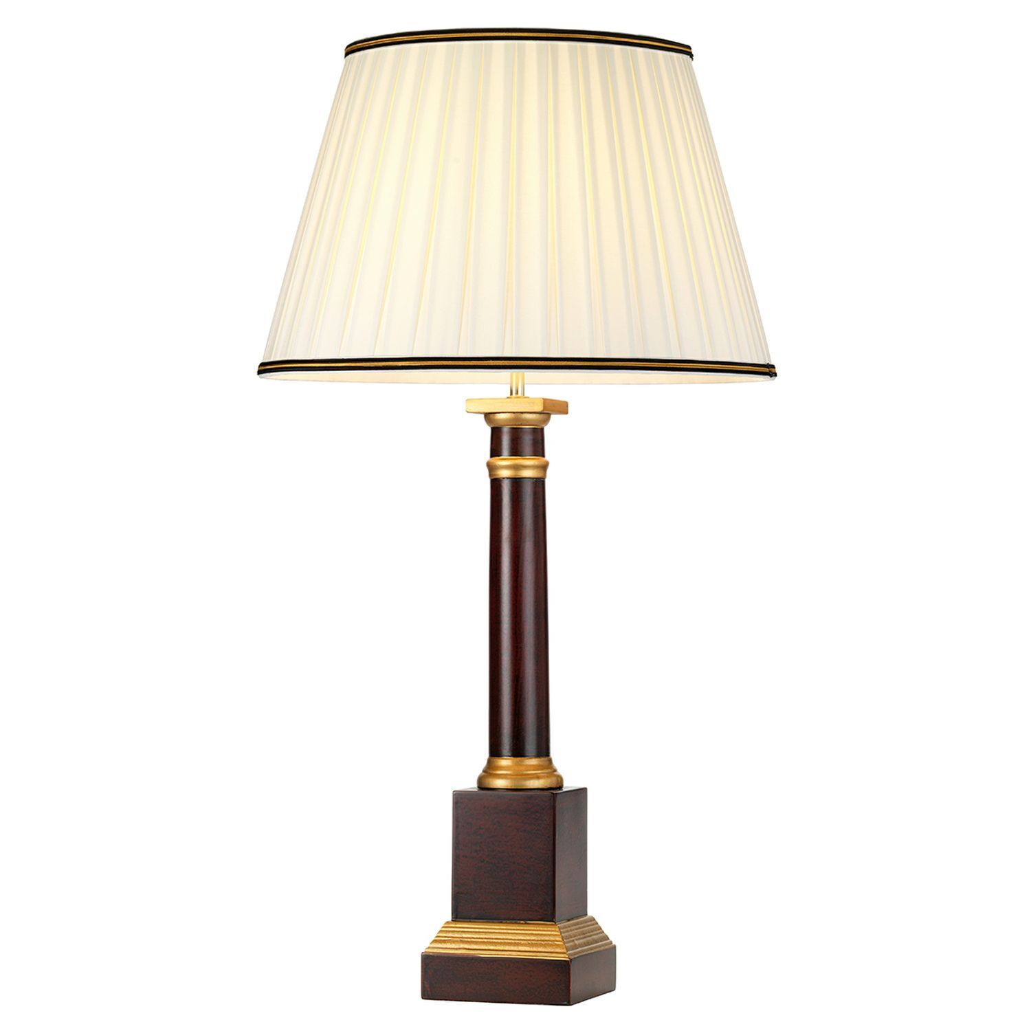 Lampe de table tissu bois 83 cm de haut E27 en crème brun rouille