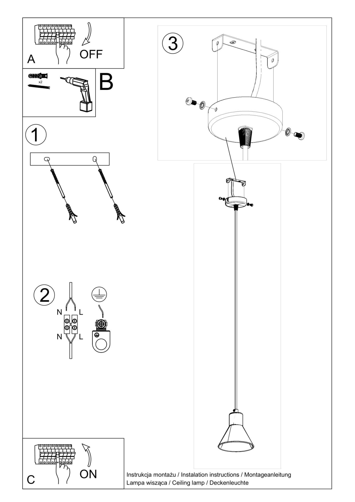 Lampe à suspendre métal Ø 14 cm Blanc ES111 Design rétro