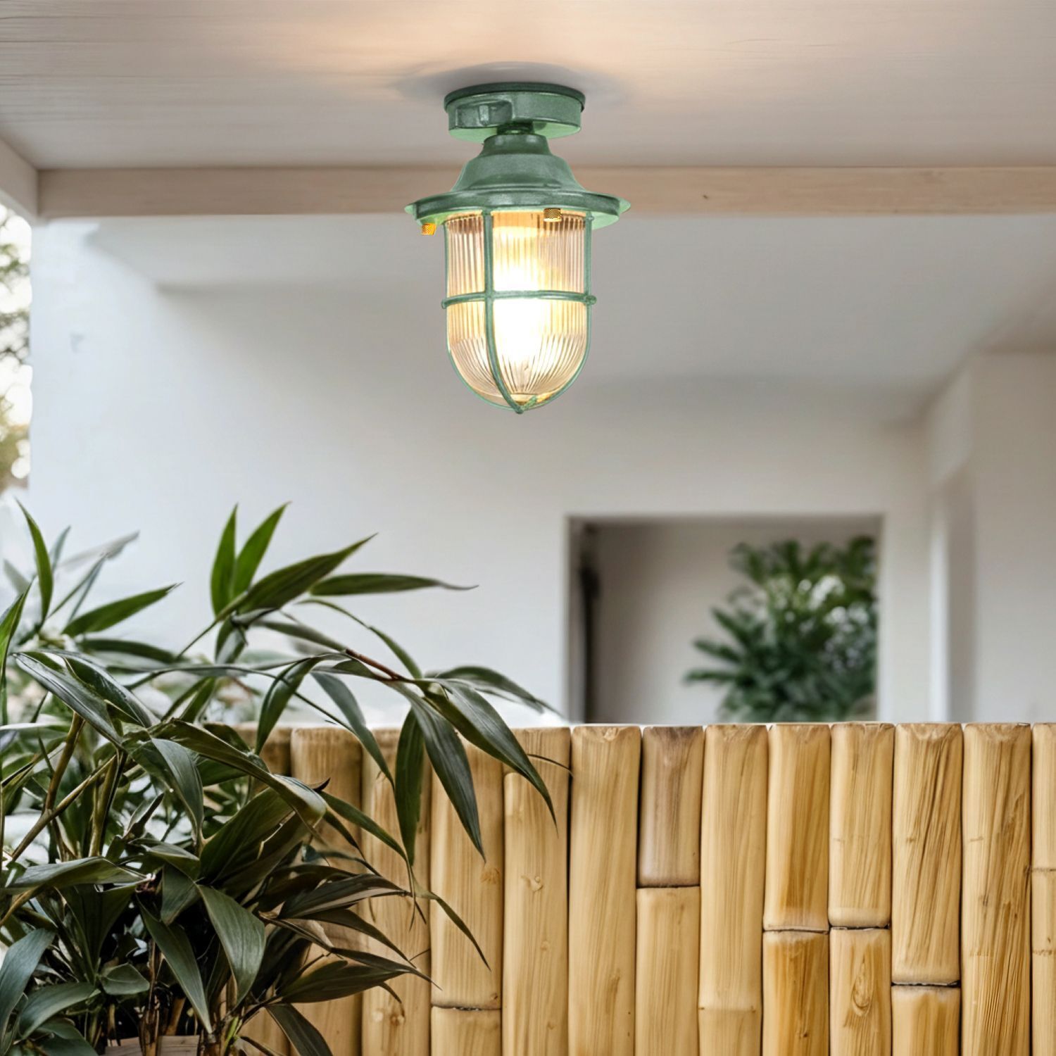 Deckenlampe außen Echt-Messing Glas Ø 16 cm IP54 E27