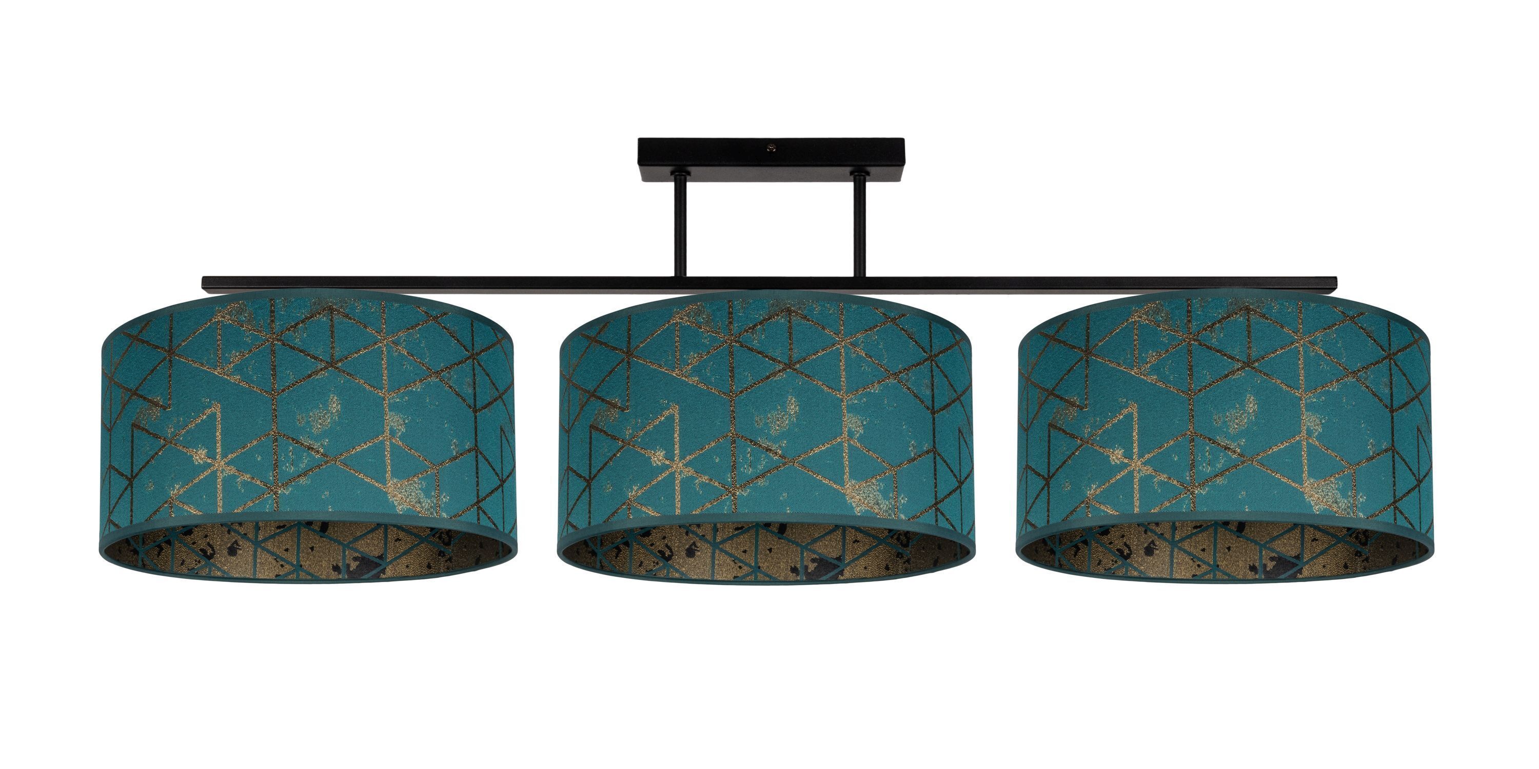 Blendarme Plafonnier tissu vert motif E27 3-flamme