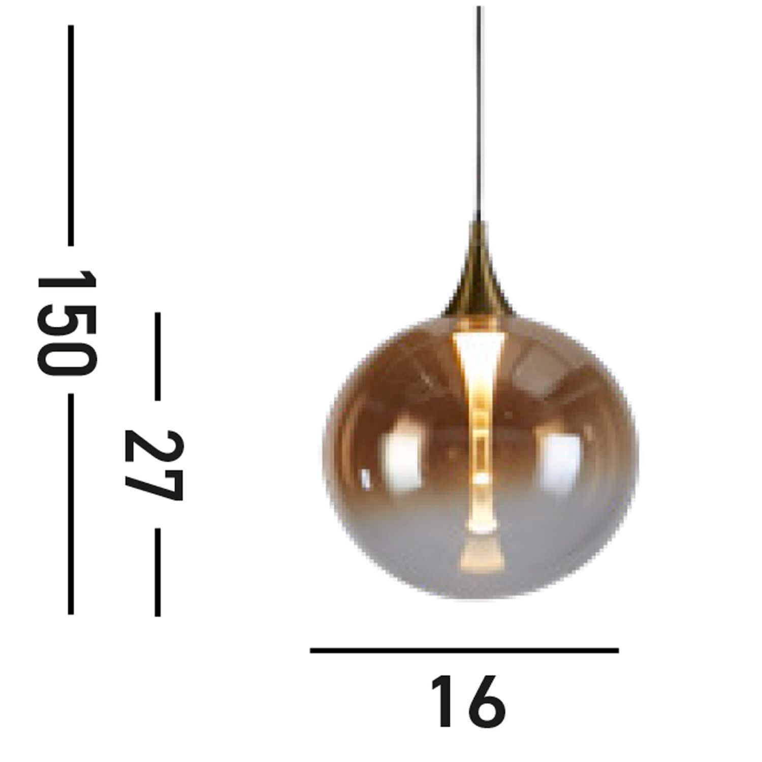 Lampe LED à suspendre Boule de verre Ø16 cm 5 W noir ambre