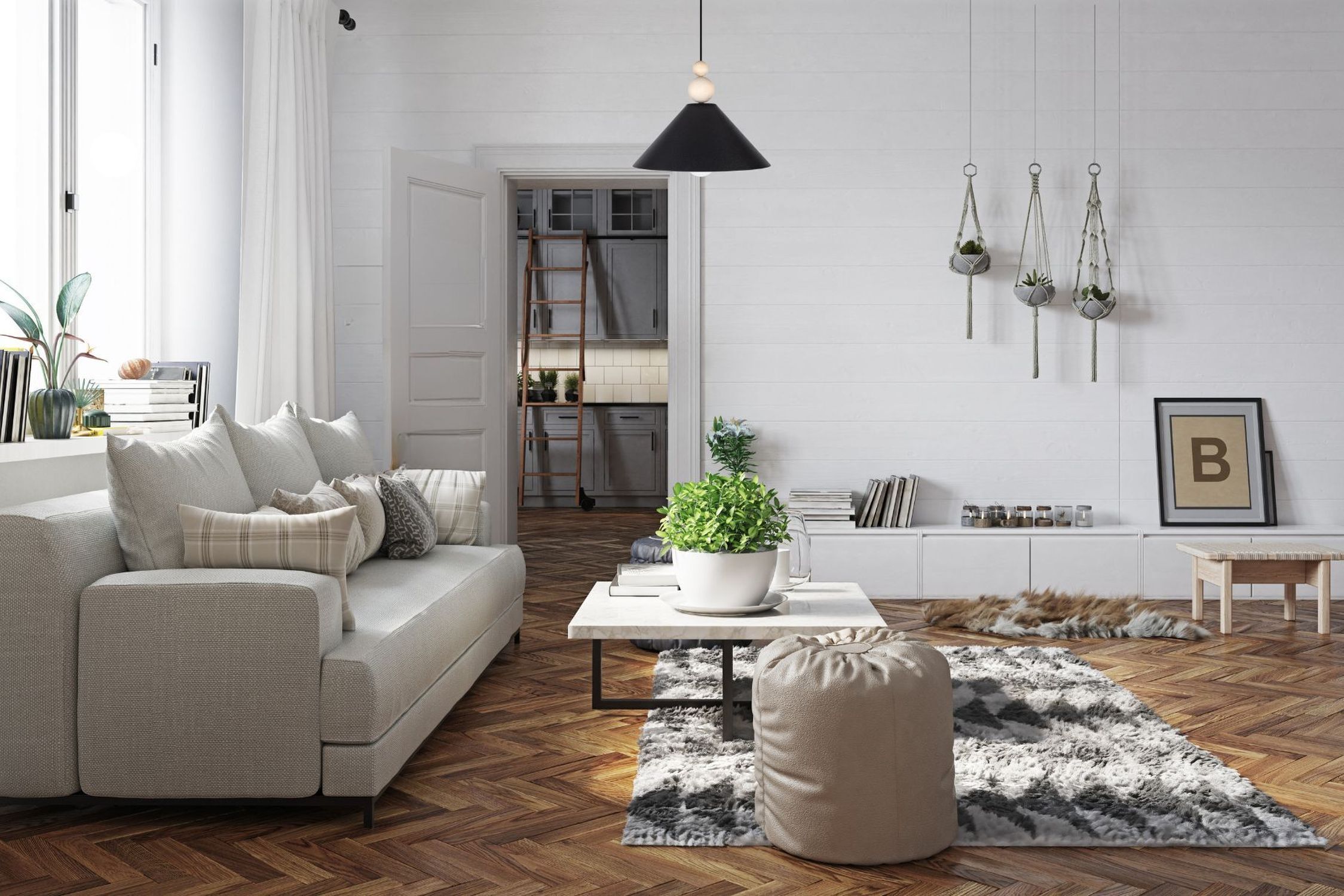 sofa, wohnzimmer, pflanze, teppich, beistelltisch