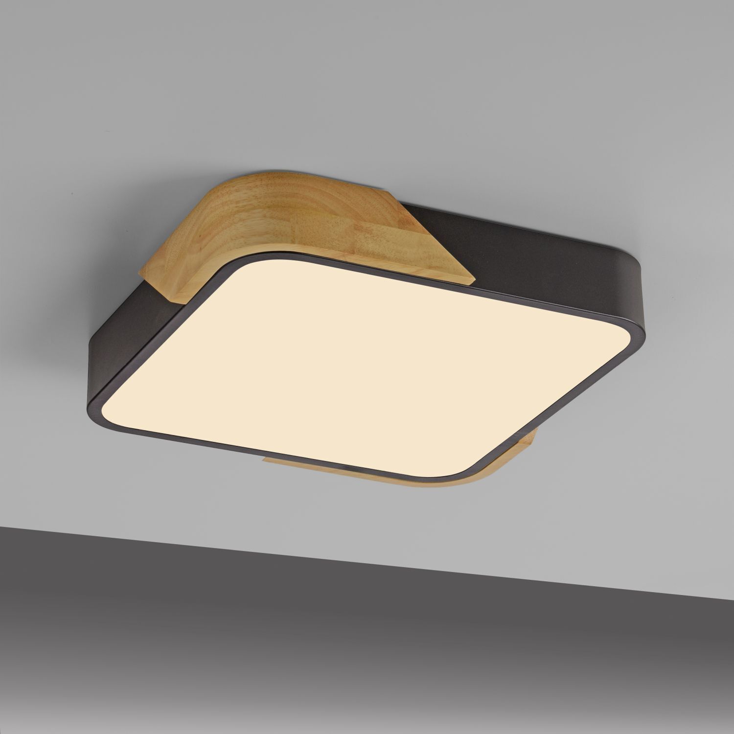 Plafonnier LED Bois L:32 cm Noir Naturel 3000 K Deckenleuchte