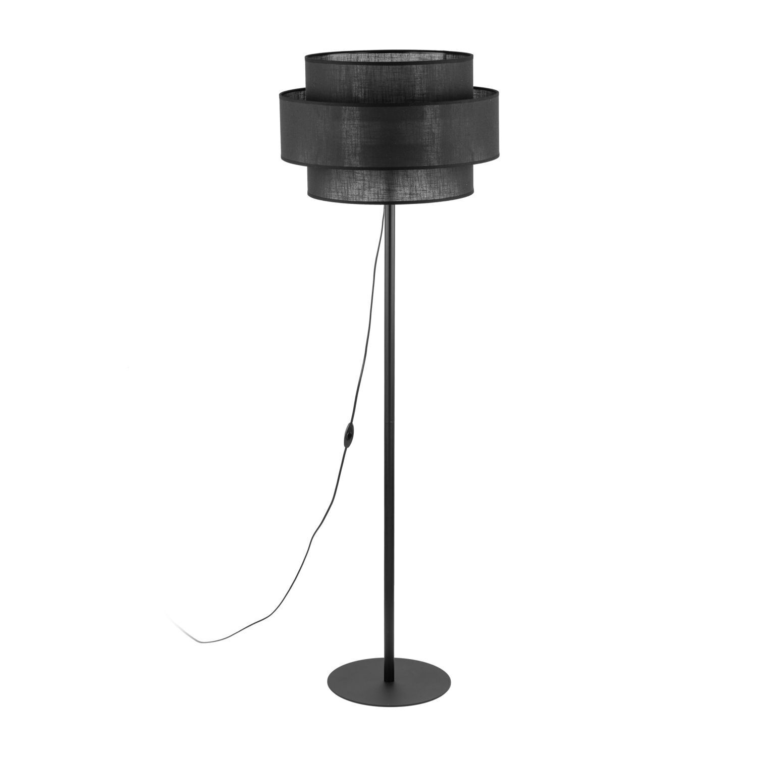 Lampadaire Noir 155 cm E27 Tissu Métal Ø 50 cm