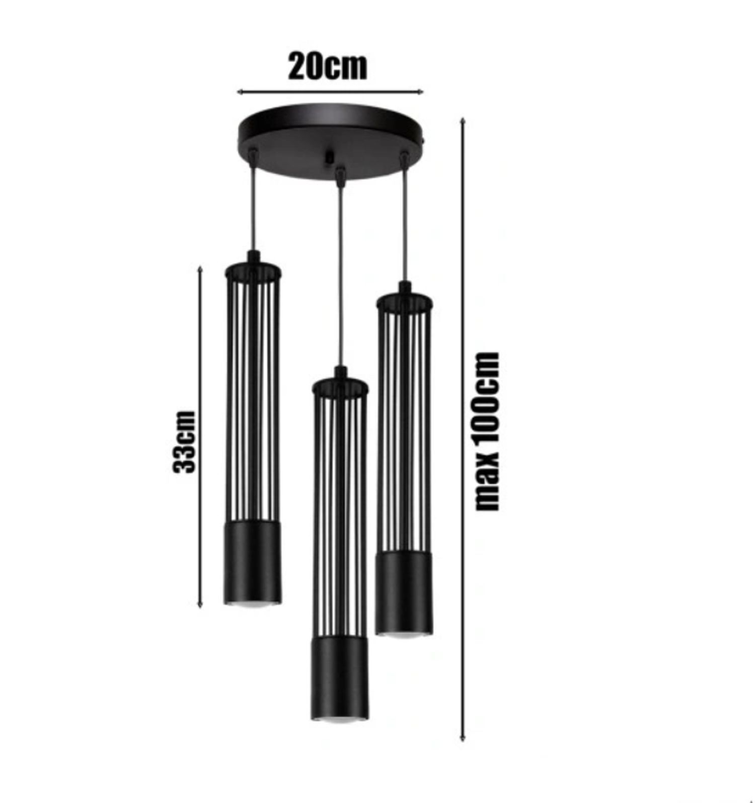 Suspension décorative métal GU10 Ø35 cm rond noir
