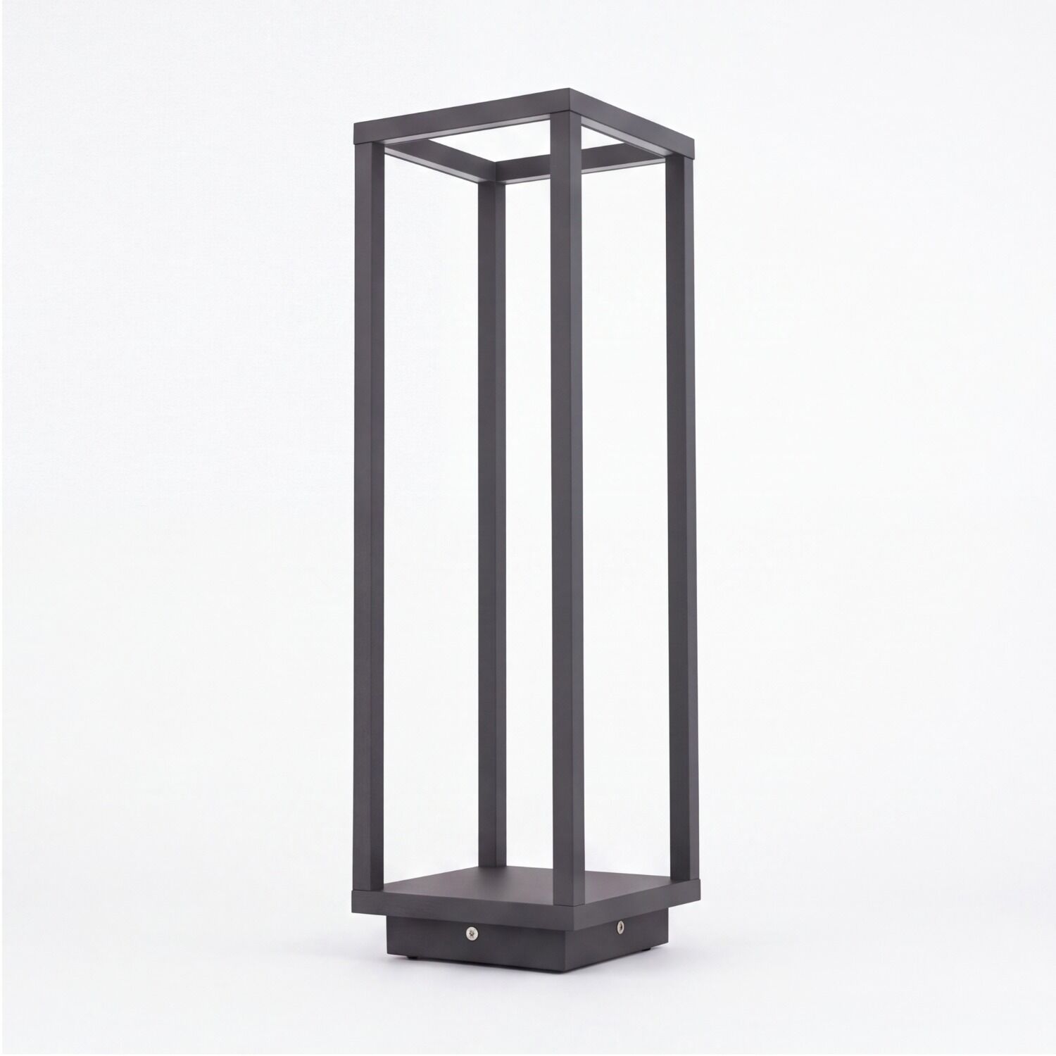 aussen-stehleuchte-wegeleuchte-gwenda-1-flammig-antrazith-modern-1 LED-Lampe, Standlampe, Metallrahmen, dunkelgrau, quadratische Basis