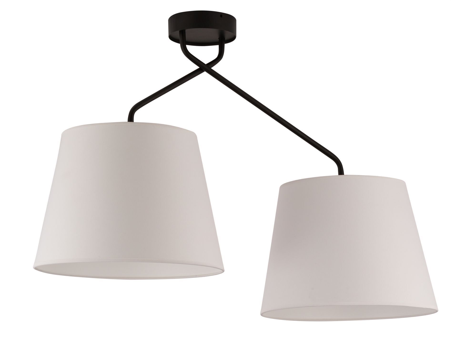 Plafonnier 2 flammes E27 noir blanc design anti-éblouissement