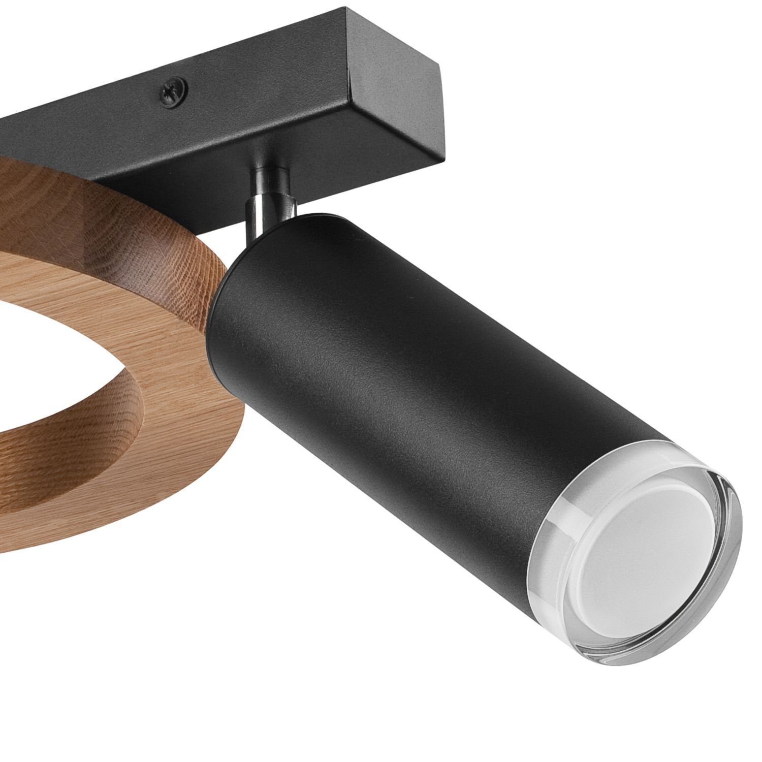 Plafonnier flexible acier bois verre G9 noir blanc