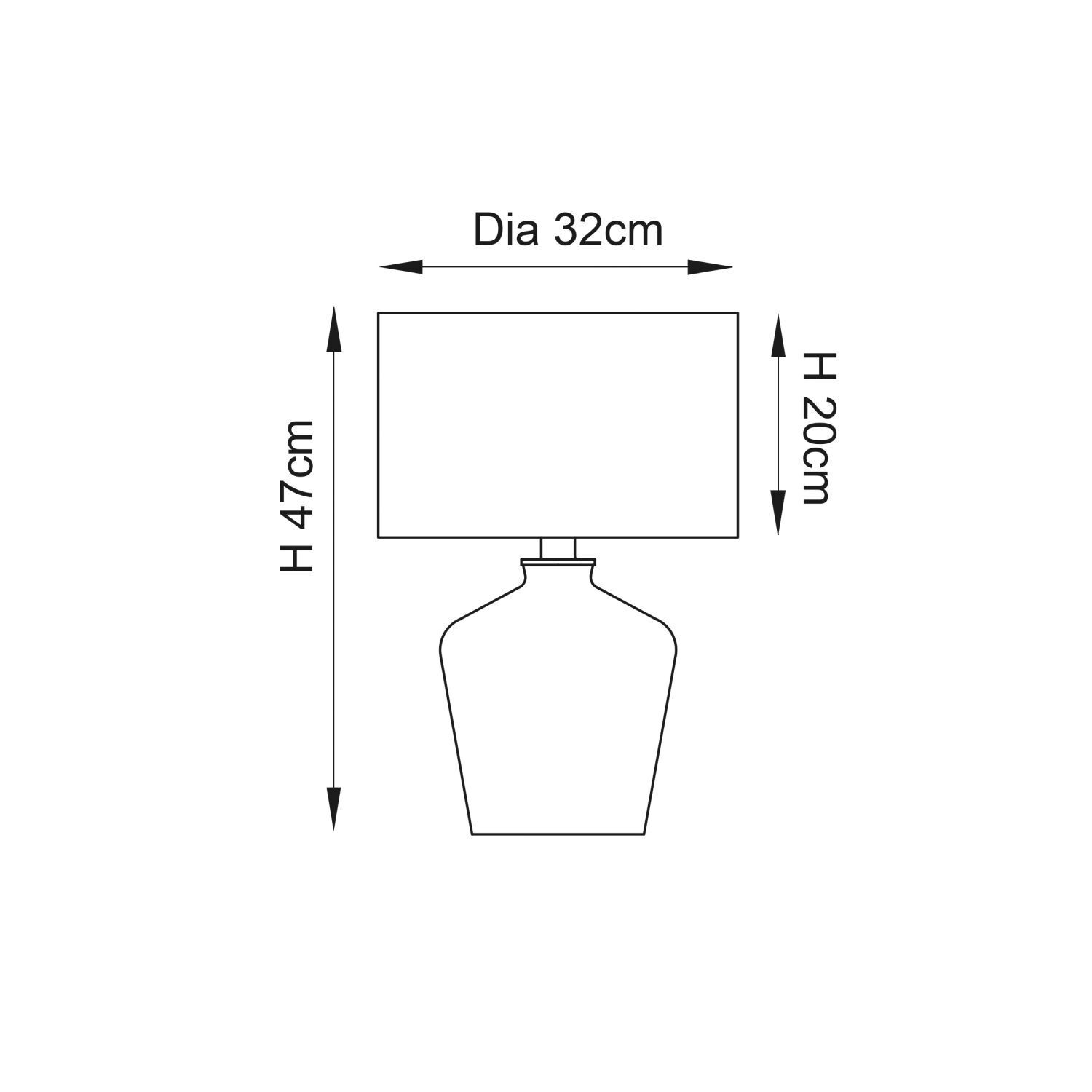 Lampe de table verre tissu 47 cm de haut en cuivre noir E27