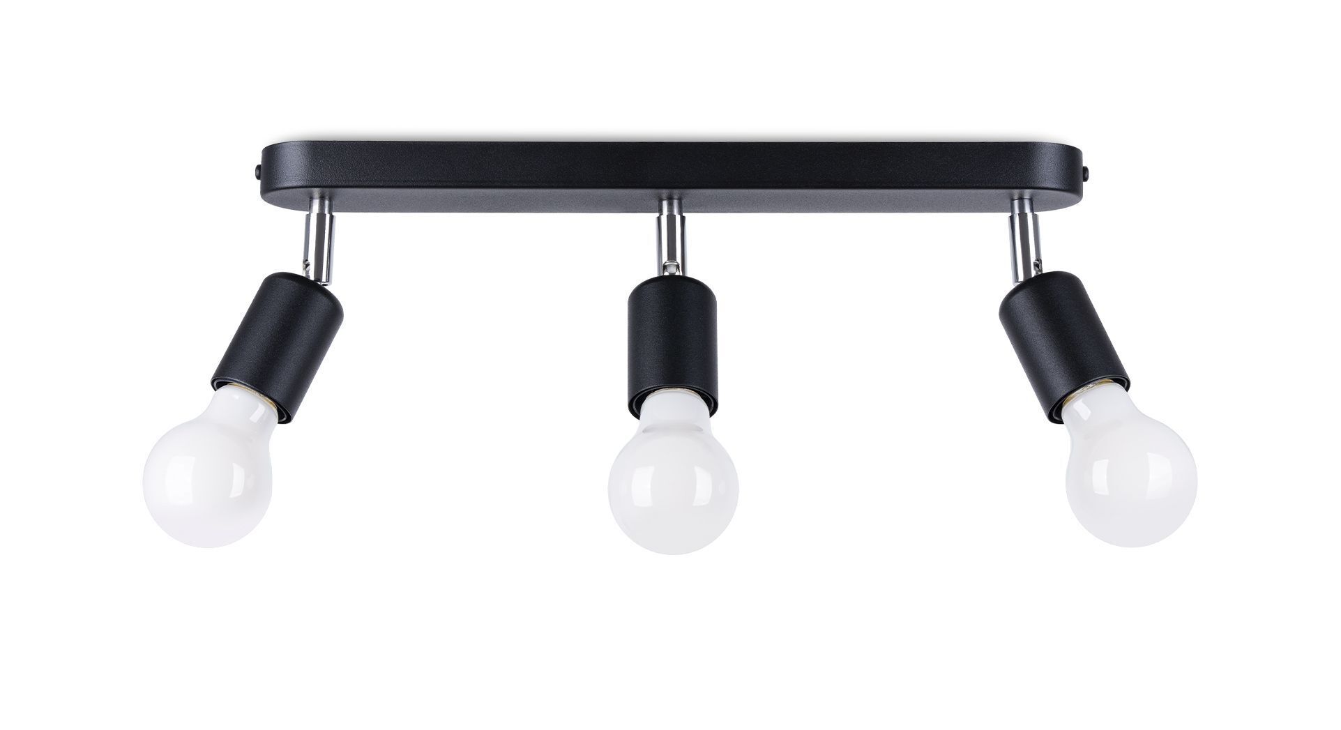 Spot de plafond noir 3 flammes orientable E27 métal