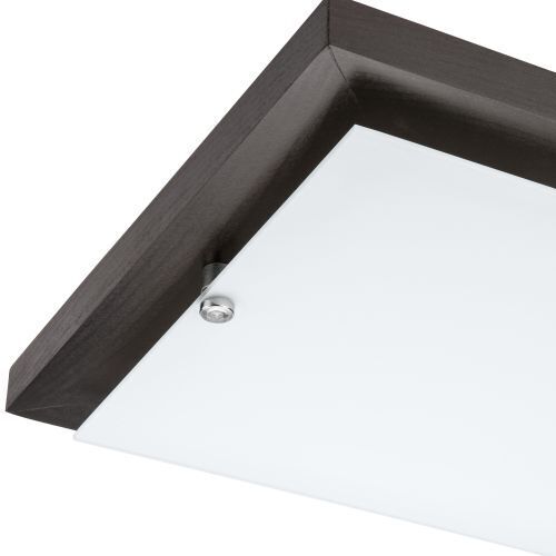 Plafonnier LED brun bois carré salon